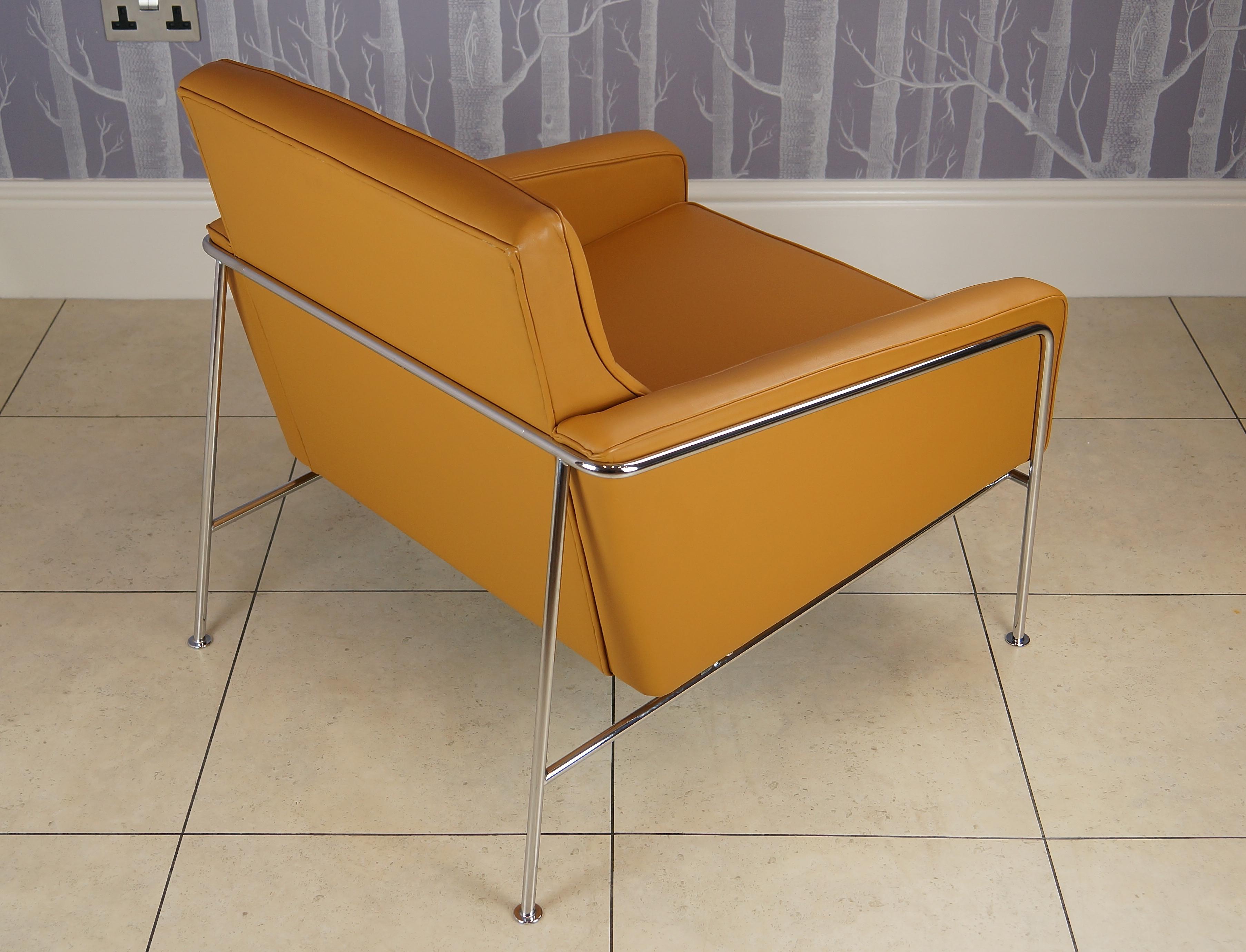 Caramel Leather Arne Jacobsen 3300 Vintage Armchair Lounge Chair, Fritz Hansen 3
