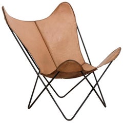 Caramel Leather Knoll Butterfly Chair
