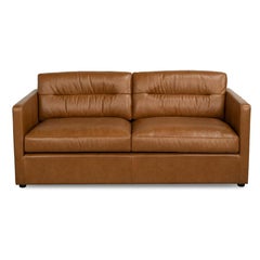 Caramel Leather Sofa with Low Back