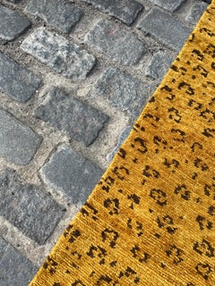 Caramel Leopard Accent Accessory Animal Print Handmade Wool Rug by Joseph Carini