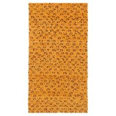 Caramel Leopard Accent Accessory Animal Print Handmade Wool Rug by Joseph Carini