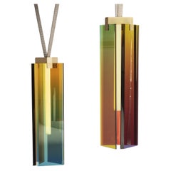 Caramel Pendant Lamp H 115 cm by Draga&Aurel, Resin, brass and led, 21st Century