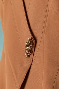 Caramel skirt suit with embroideries THIERRY MUGLER COUTURE