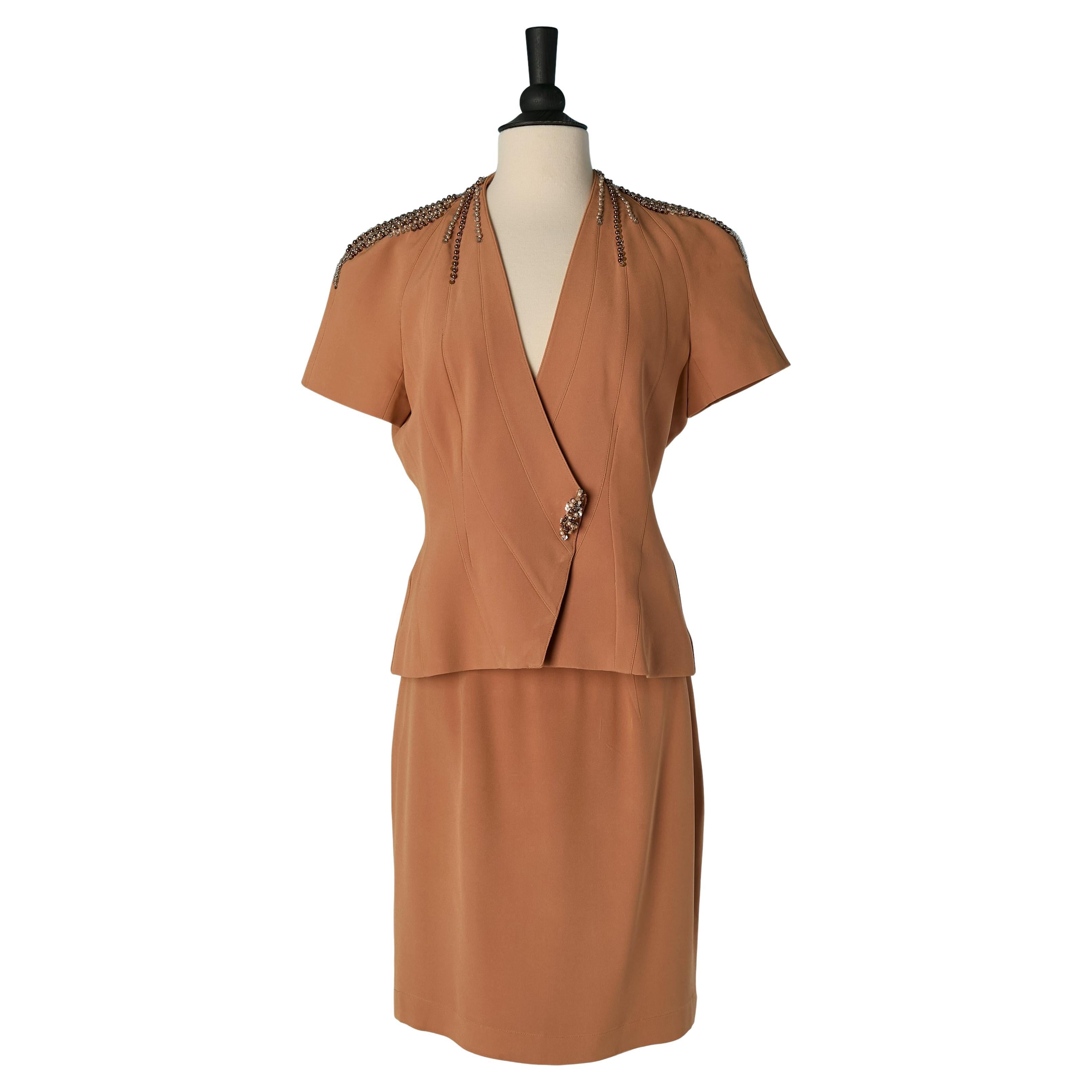 Traje con falda caramelo y bordados THIERRY MUGLER COUTURE en venta