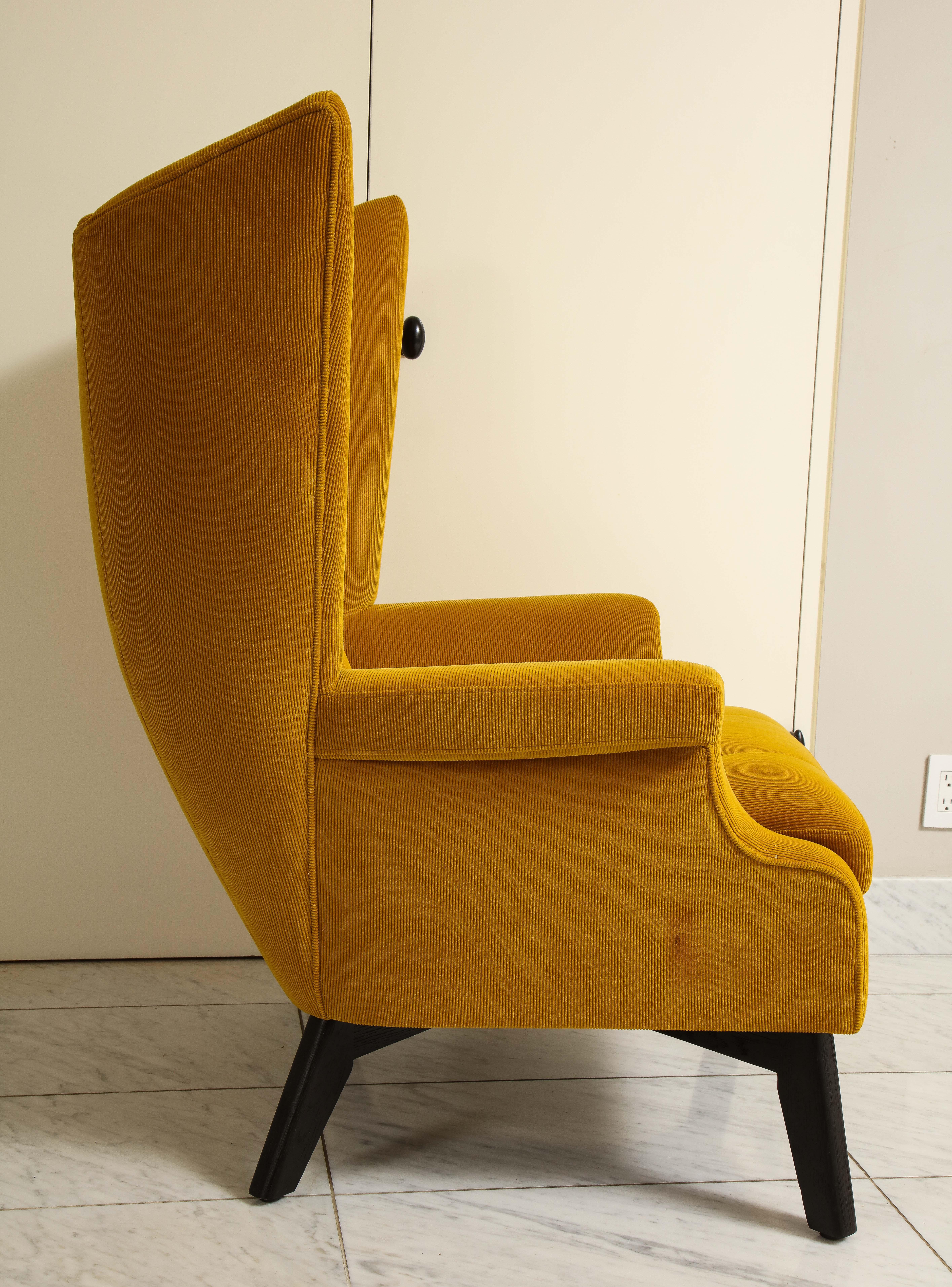 Danish Caramel Velvet Vintage Papa Bear Chair, Mid-Century Modern For Sale