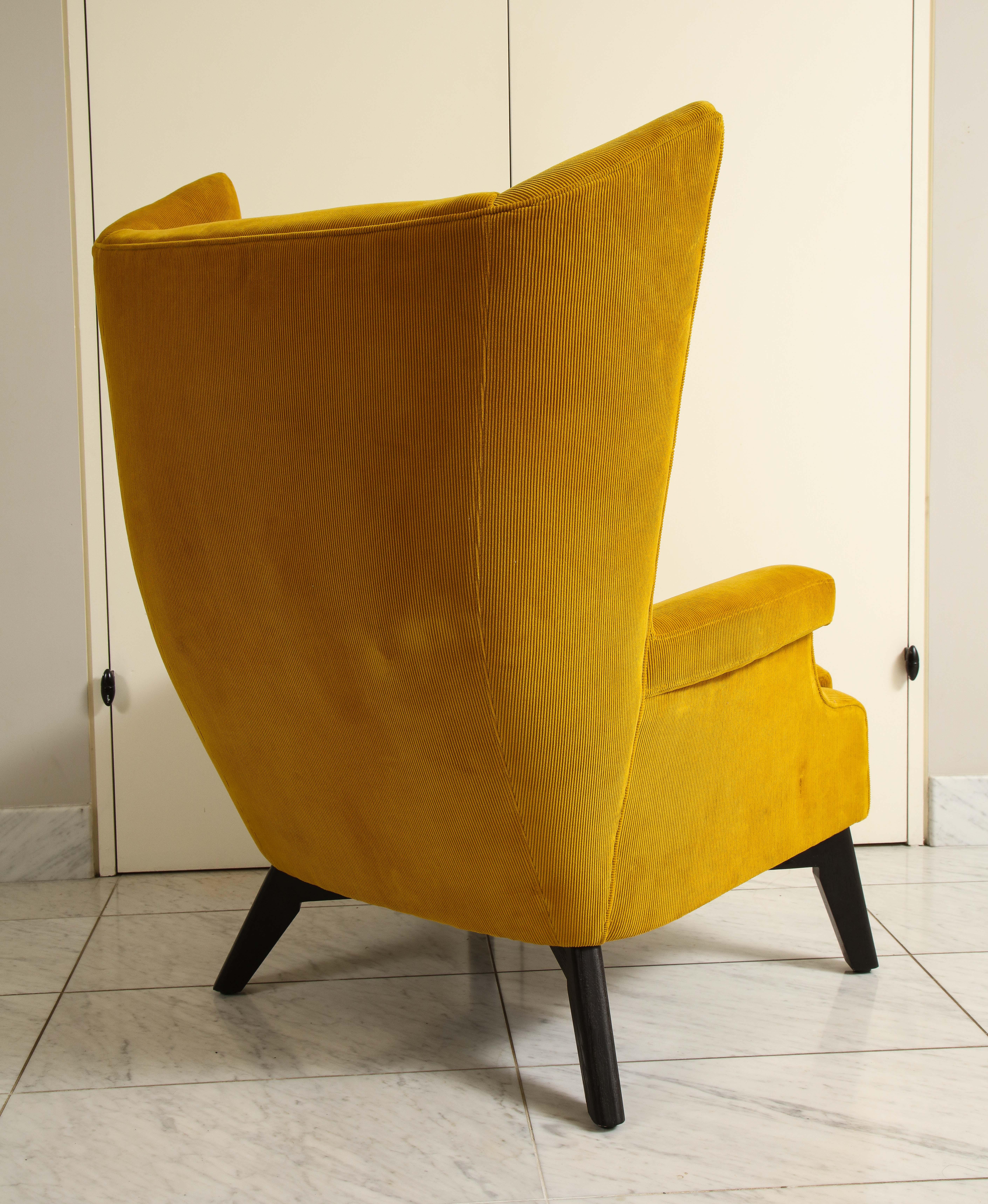 Caramel Velvet Vintage Papa Bear Chair, Mid-Century Modern In Good Condition For Sale In New York, NY