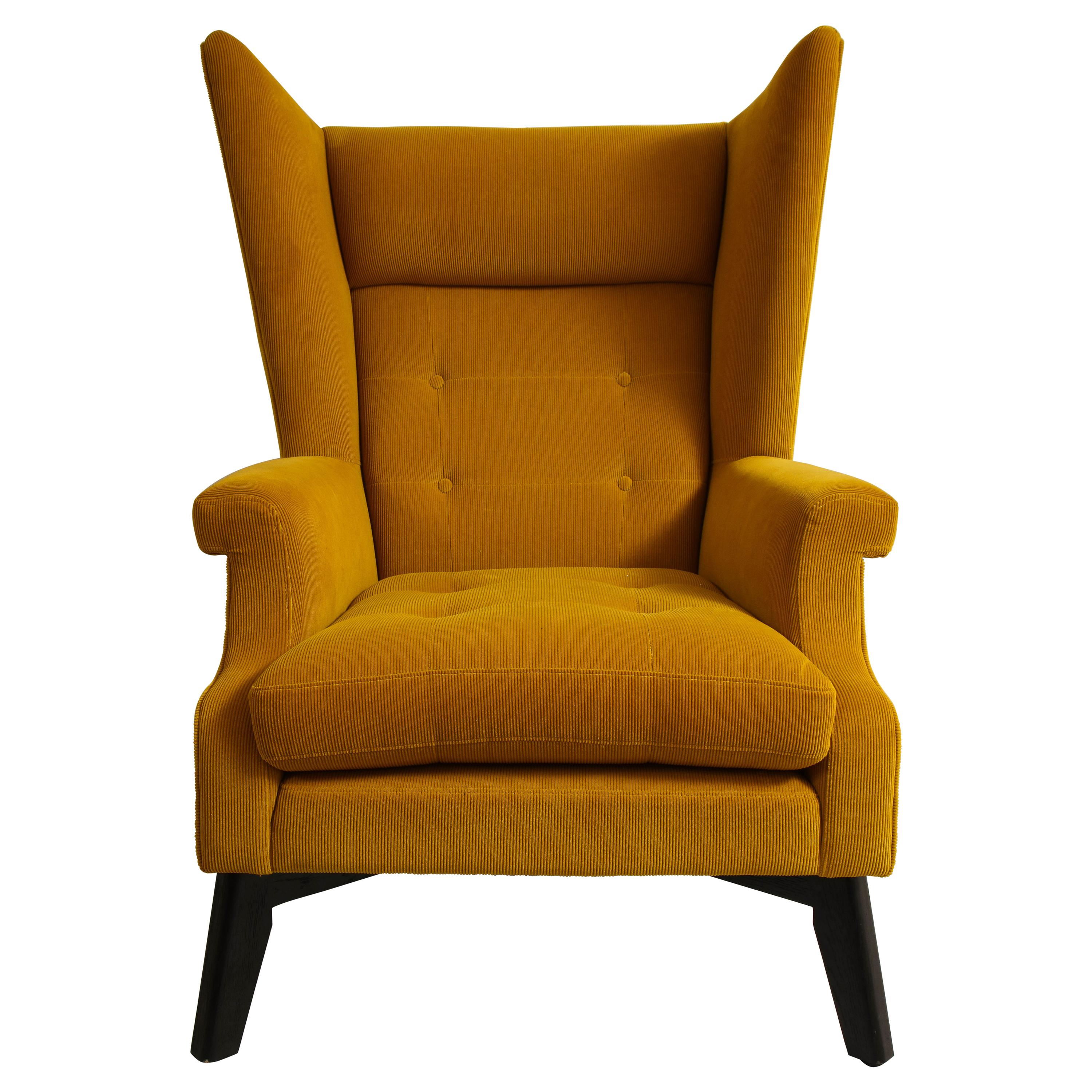 Caramel Velvet Vintage Papa Bear Chair, Mid-Century Modern For Sale