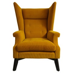 Caramel Velvet Vintage Papa Bear Chair, Mid-Century Modern