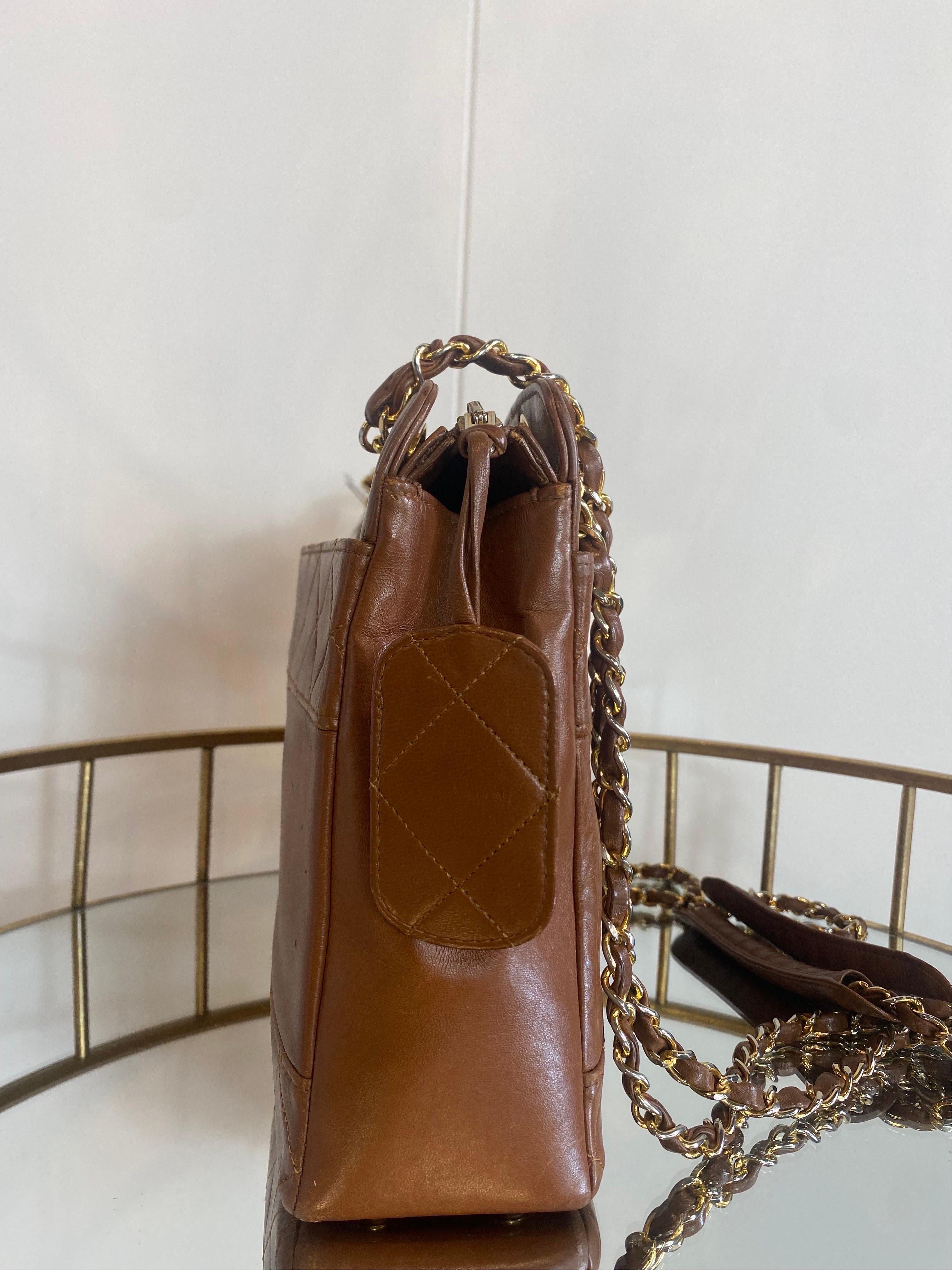 Bolso vintage caramelo Chanel '80 en venta 7