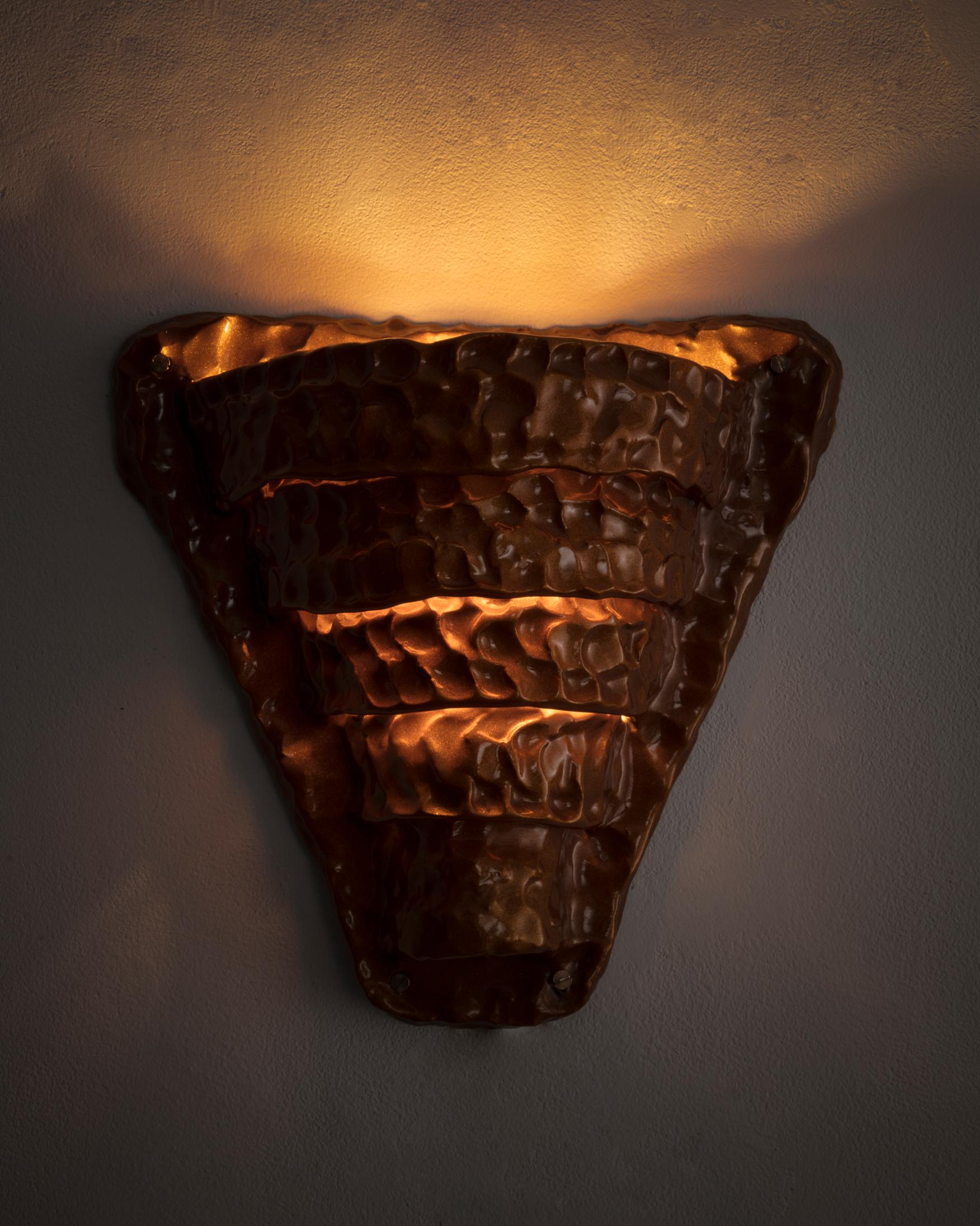 Modern Caramel Wall Sconce in Hand Painted Ceramic by Katie Stout, 2017