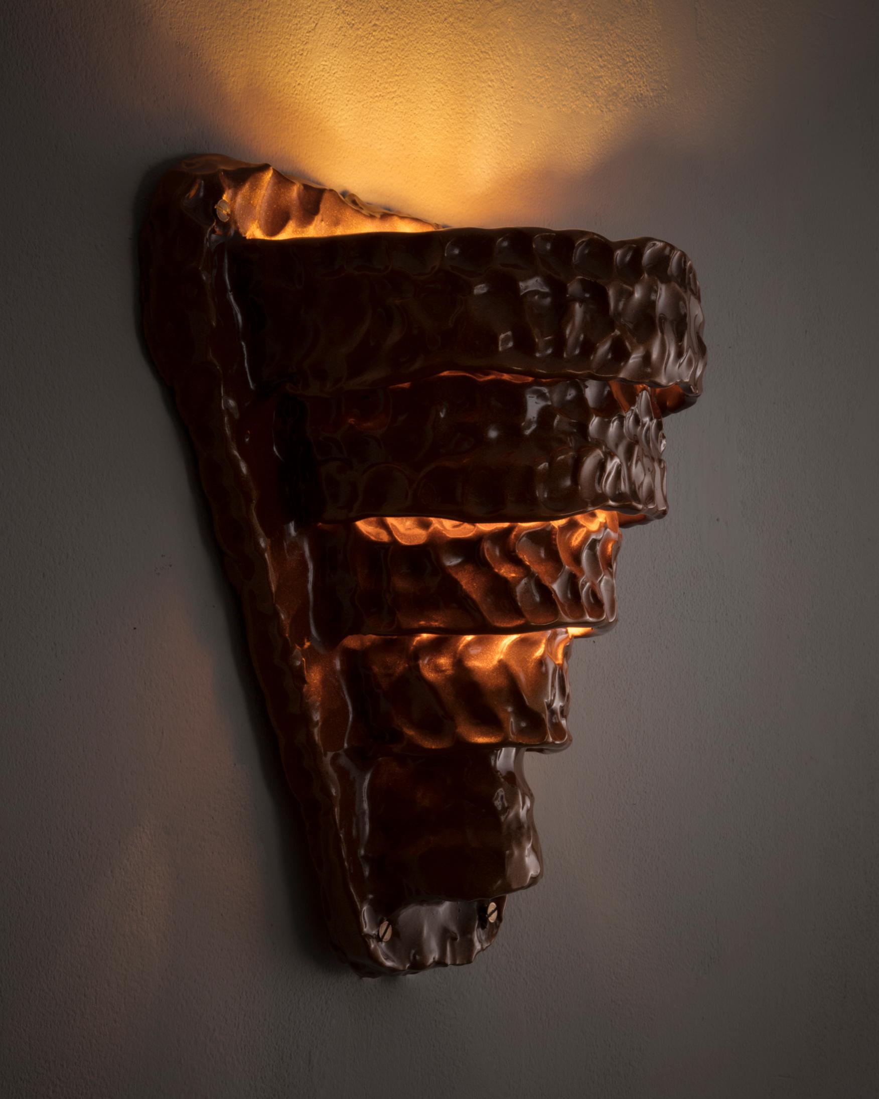 Caramel Wall Sconce in Hand Painted Ceramic by Katie Stout, 2017 In Good Condition In New York, NY