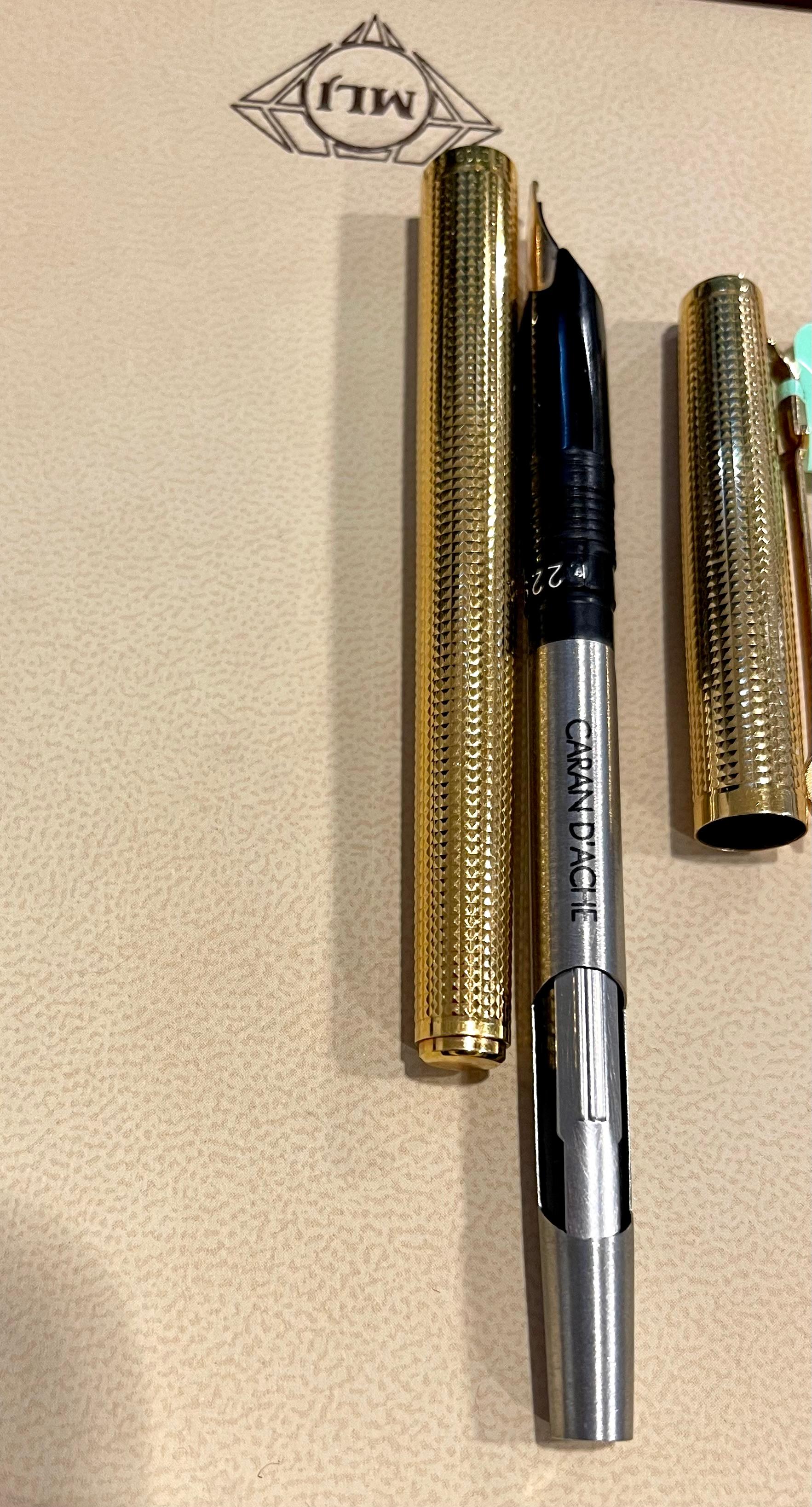 Women's or Men's Caran d'Ache Fountain Pen Of Prestige Gold Plated Made in Switzerland