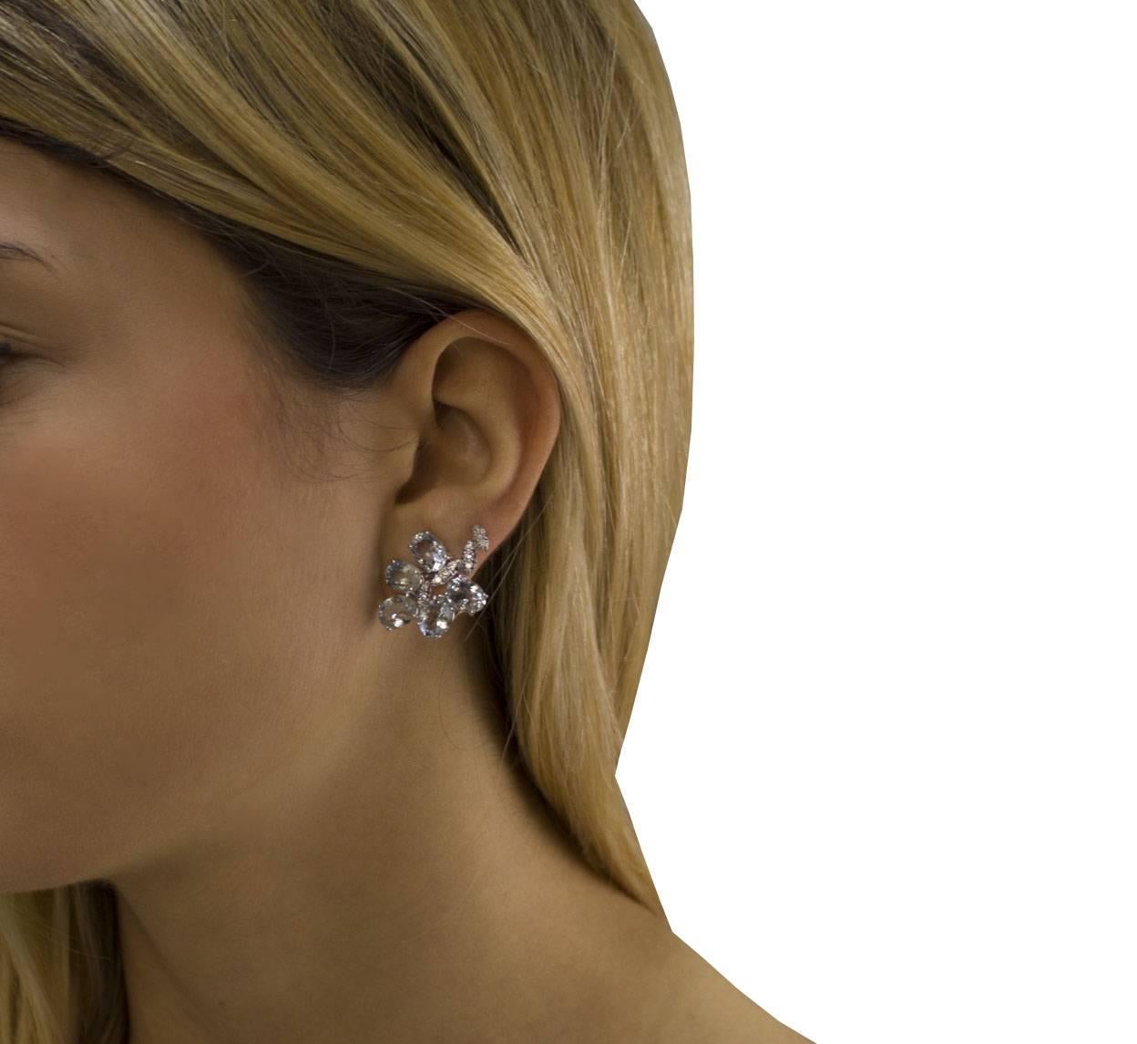 Aquamarine Diamonds  White Gold Earrings 6