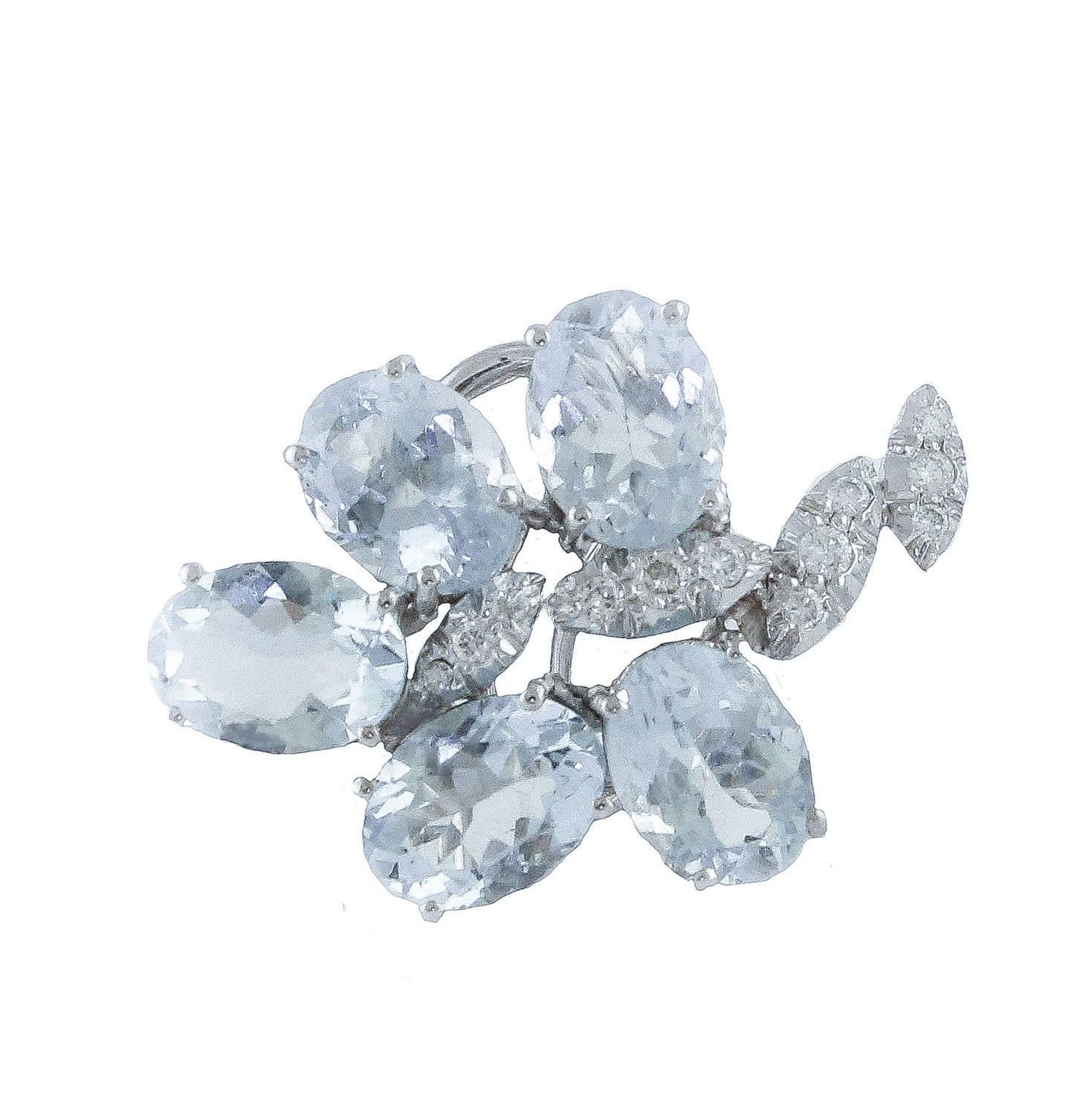 Aquamarine Diamonds  White Gold Earrings In Good Condition In Marcianise, Marcianise (CE)