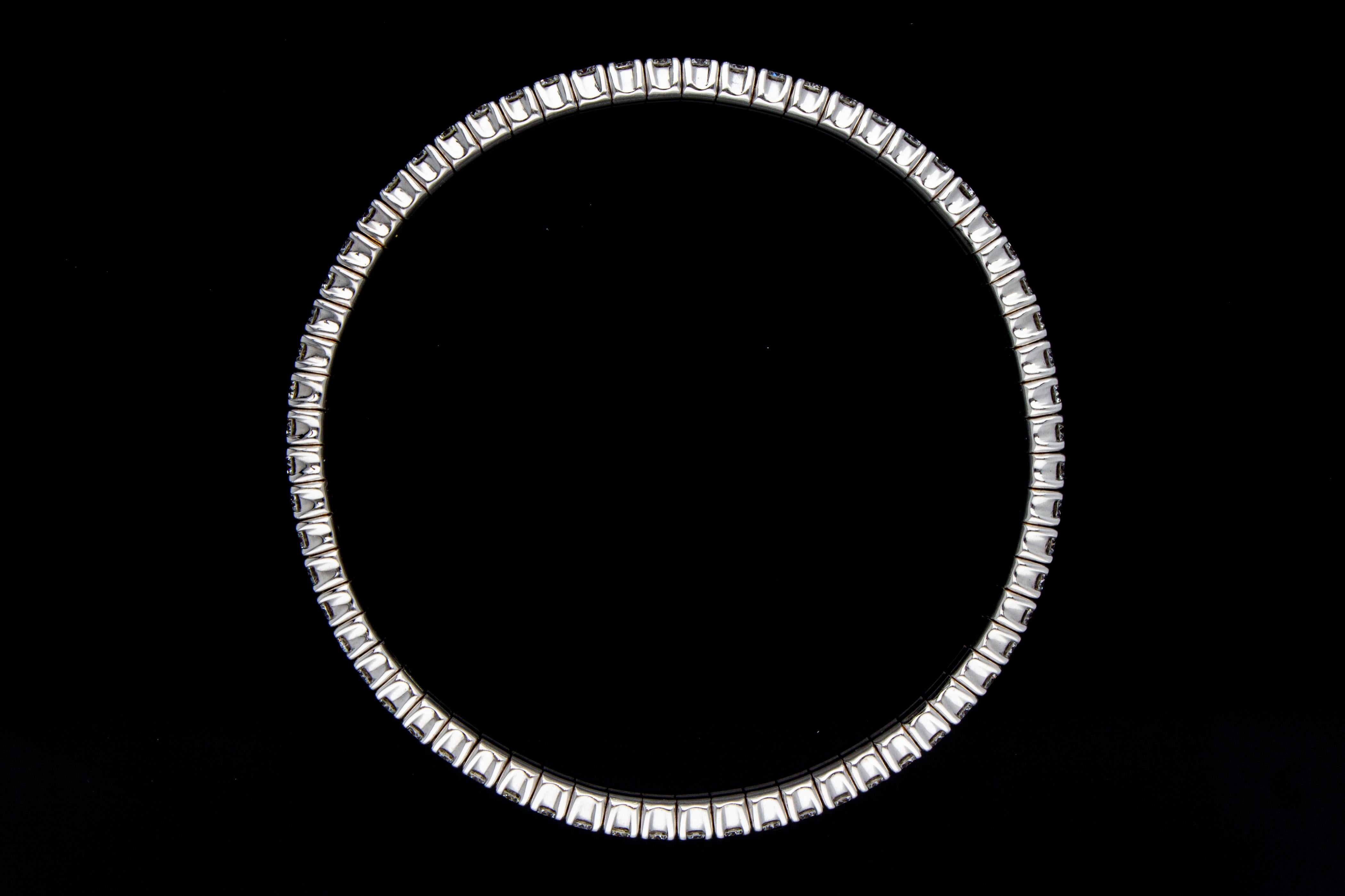 Carat 4.08 Elastic Diamond Tennis Bracelet. White Gold 18 Kt. Made in Italy. For Sale 1
