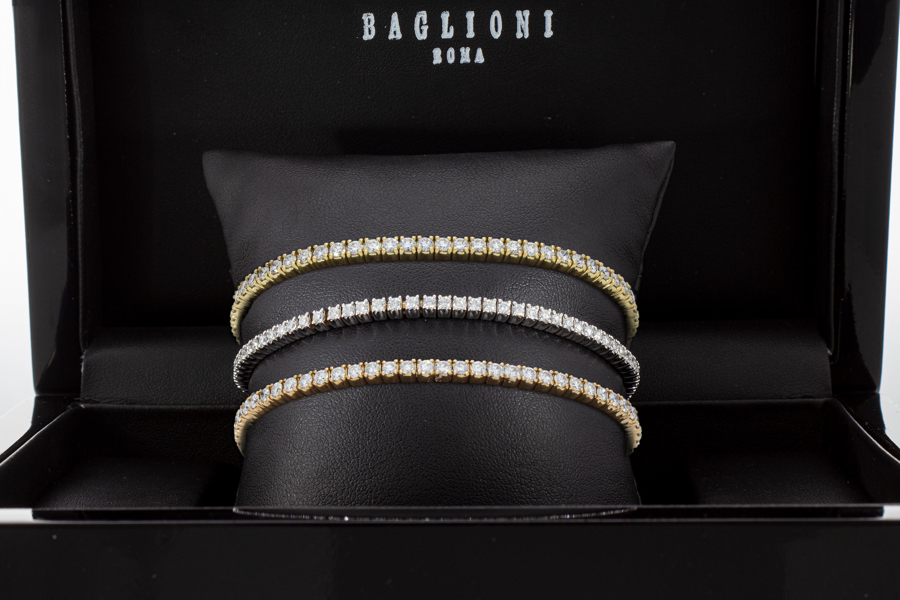 Bracelet tennis en diamants élastiques de 4.08 carats. Or blanc 18 Kt. Fabriquées en Italie. en vente 9