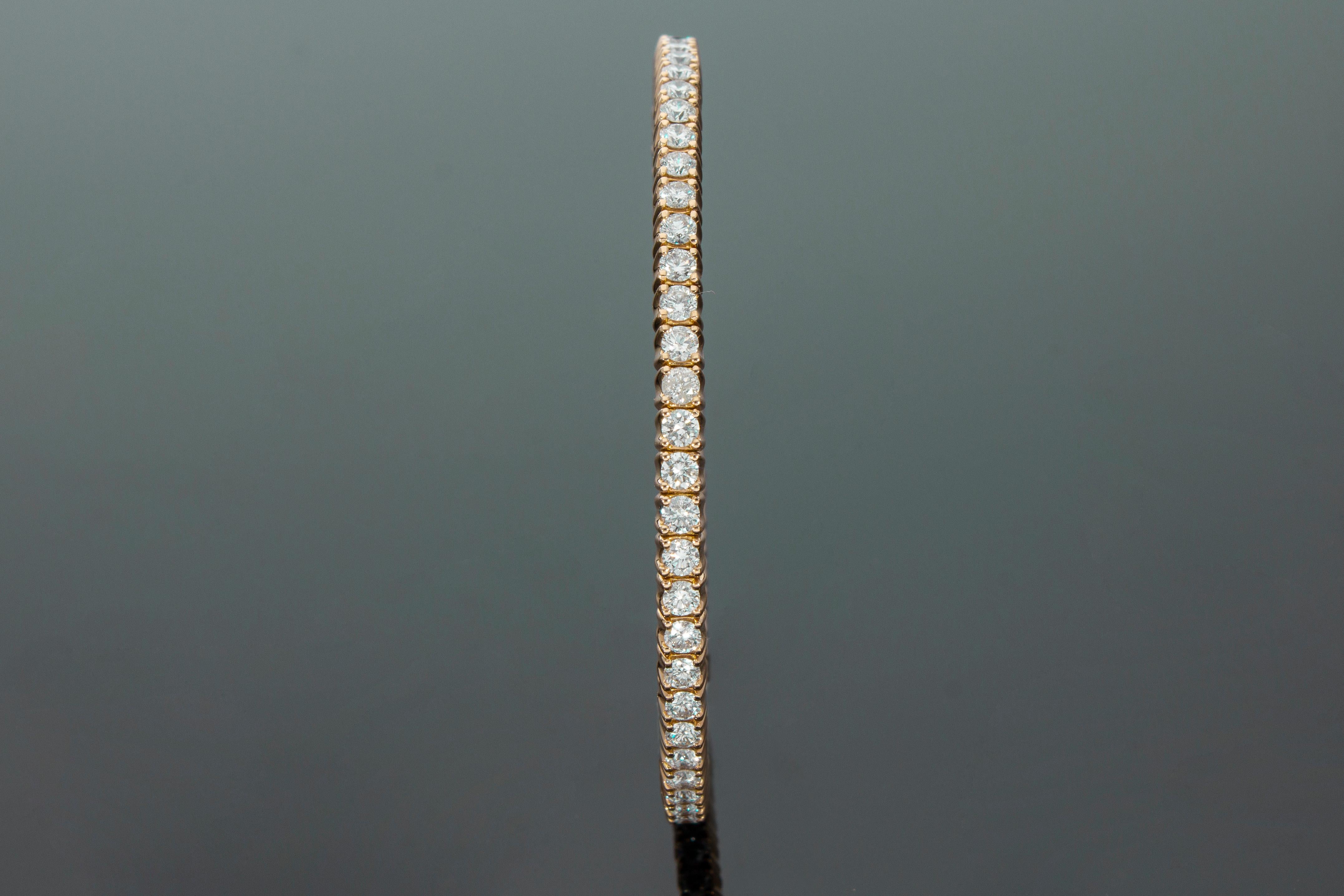 Carat 4.11 Elastic Diamond Tennis Bracelet. Rose Gold 18 Kt. Made in Italy. For Sale 2