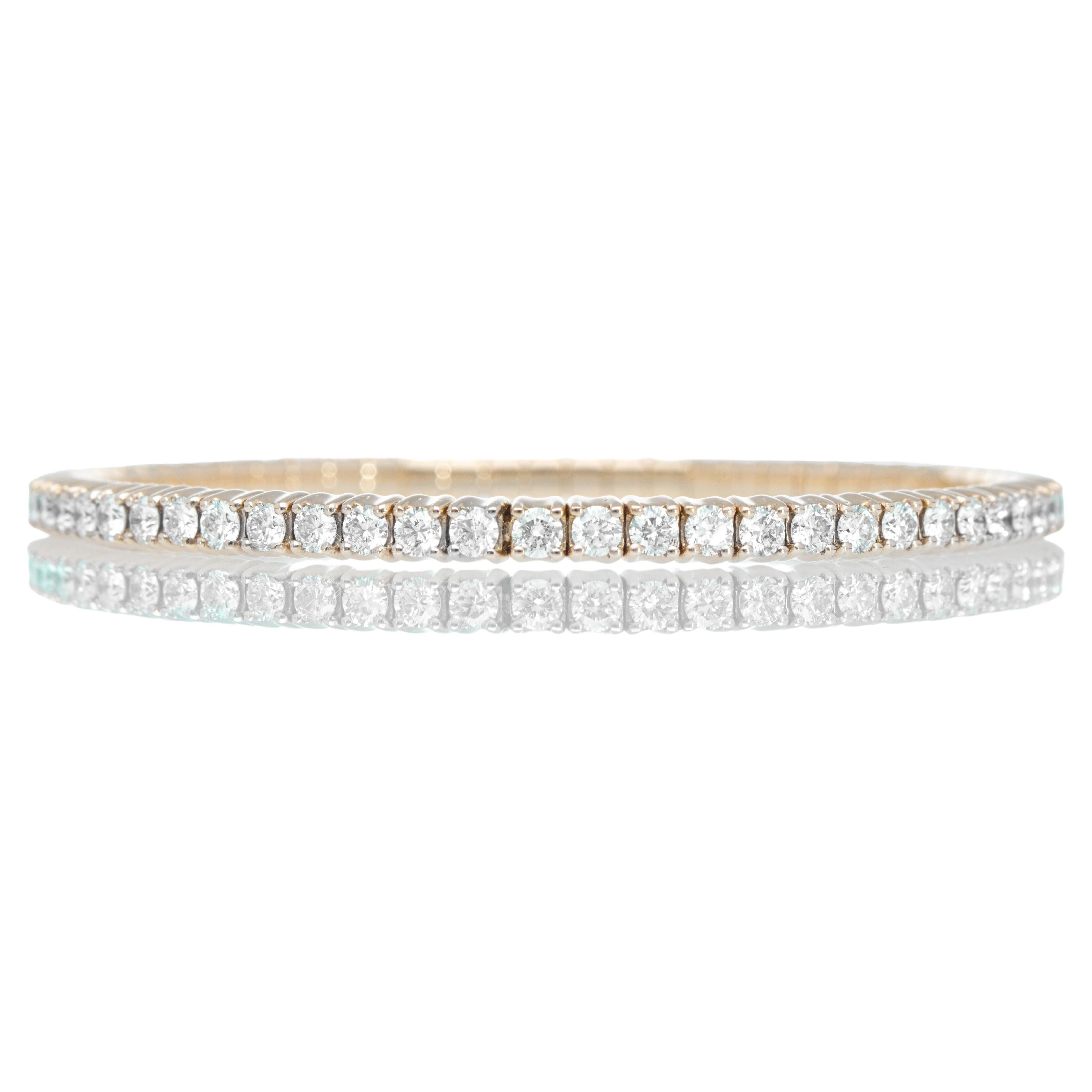 Bracelet tennis en diamants élastiques de 4.11 carats. Or Rose 18 Kt. Fabriquées en Italie.