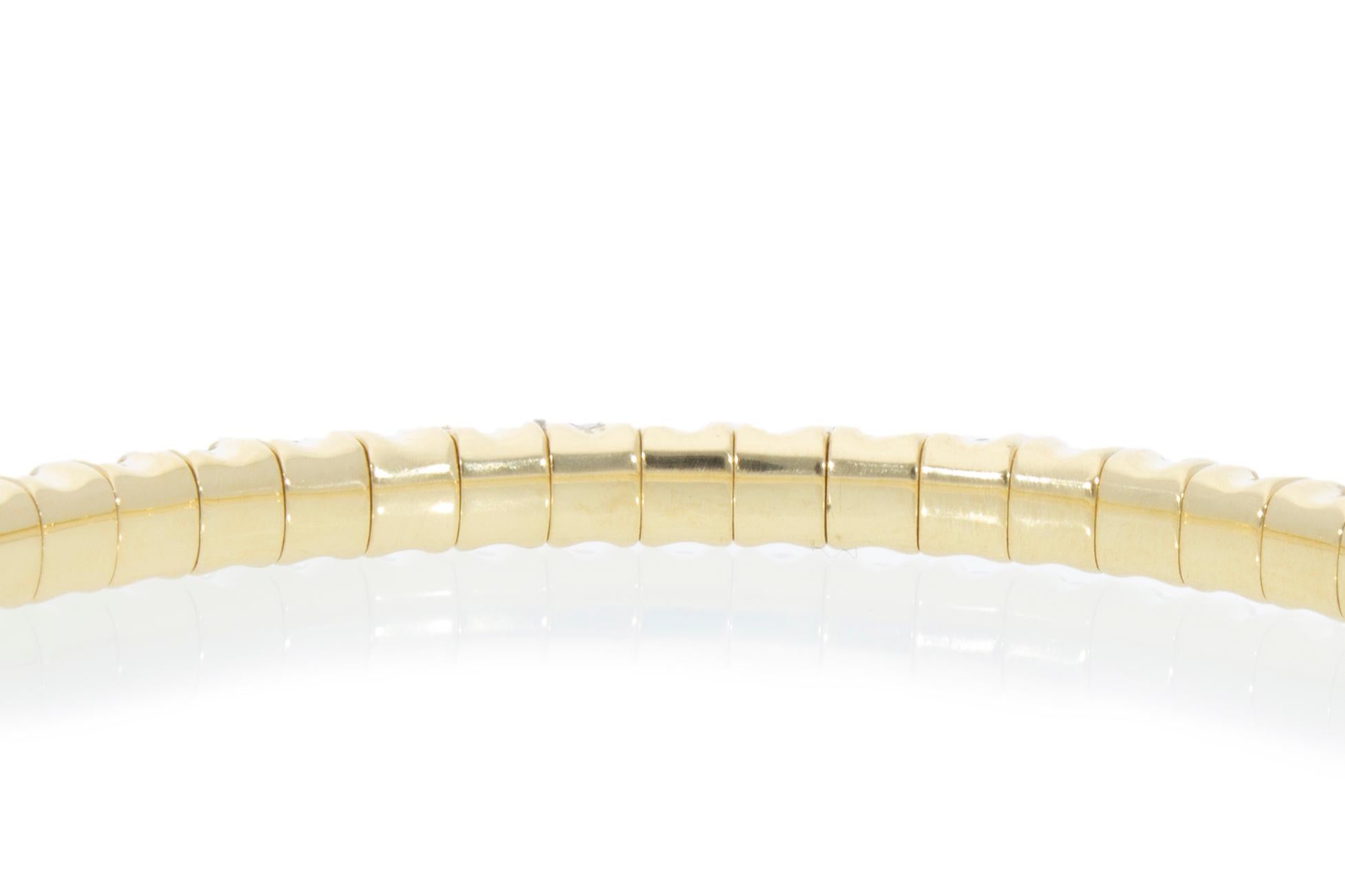 Carat 4.30 Elastic Diamond Tennis Bracelet. Yellow Gold 18 Kt. Made in Italy. For Sale 5