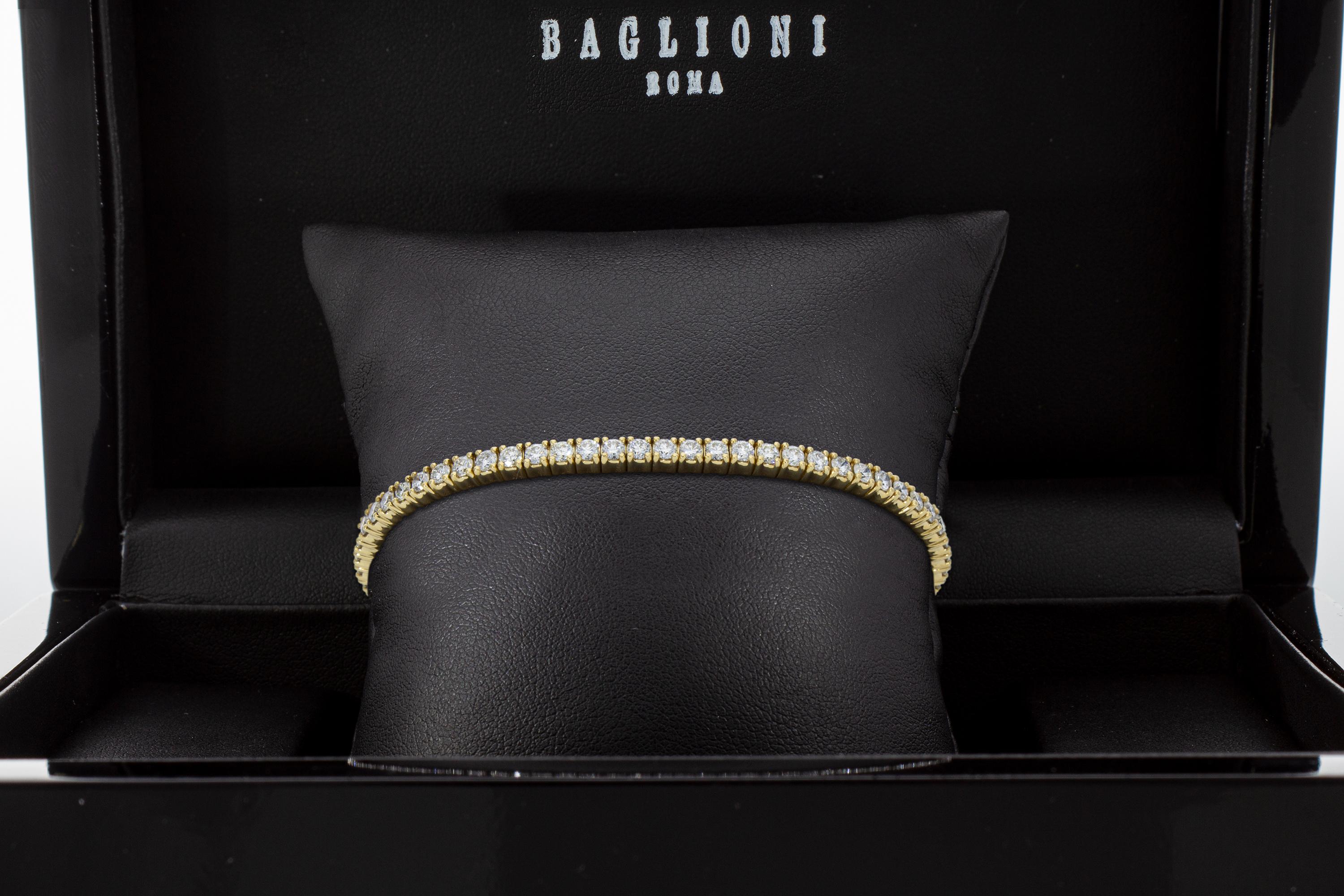Bracelet tennis en diamants élastiques de 4.30 carats. Or jaune 18 Kt. Fabriquées en Italie. en vente 10