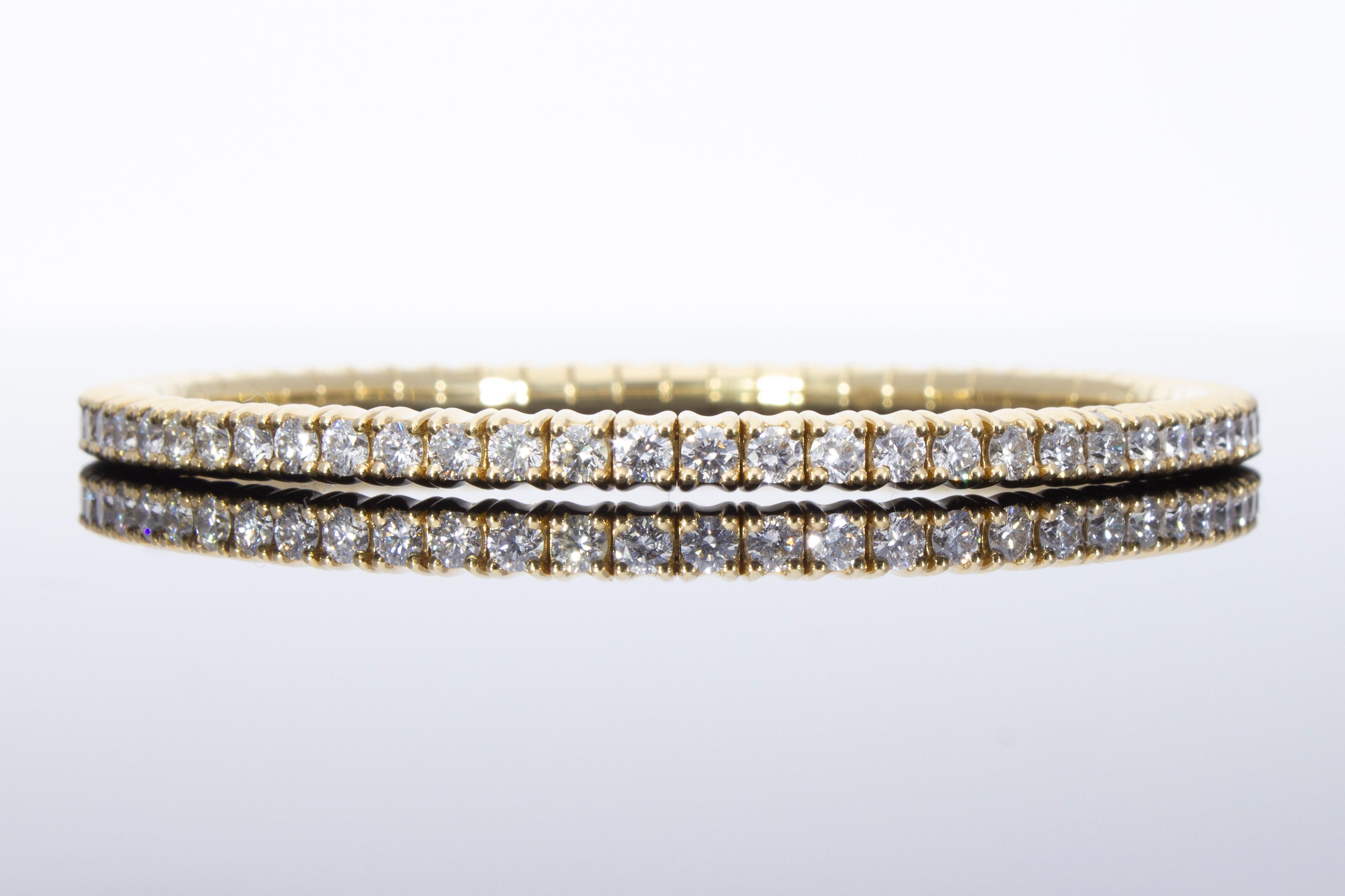 da uomo o donna Bracciale elastico con diamanti da 4.30 carati. Oro giallo 18 Kt. Prodotto in Italia. in vendita