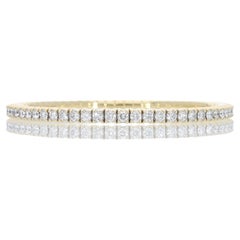 Bracelet tennis en diamants élastiques de 4.30 carats. Or jaune 18 Kt. Fabriquées en Italie.