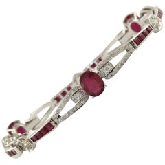 Carat 8.55 Rubies, Diamonds, White Gold, Bracelet