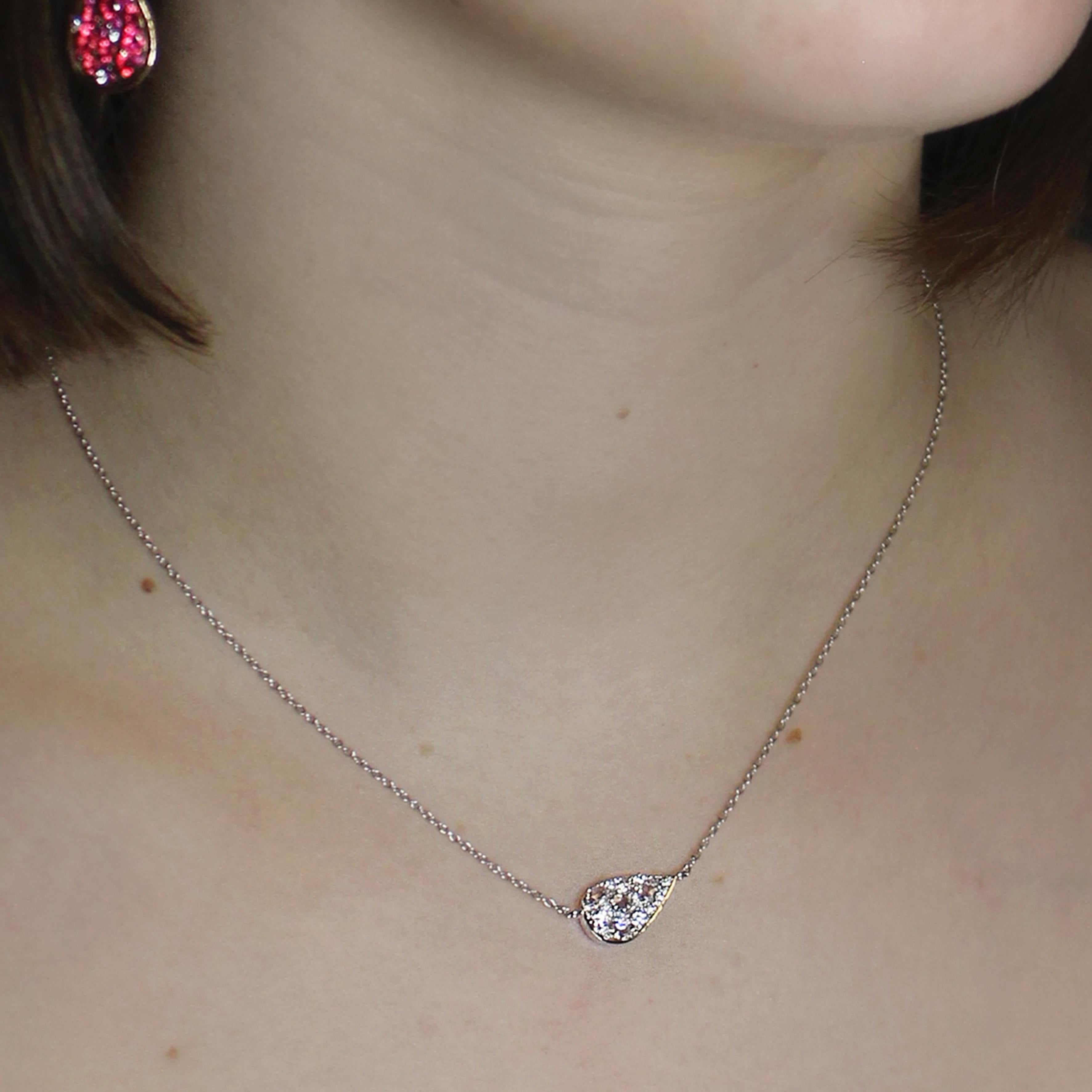 0.675 Carat Rose Cut and Brilliant-Cut Diamond Pave Pendant with Necklace 2