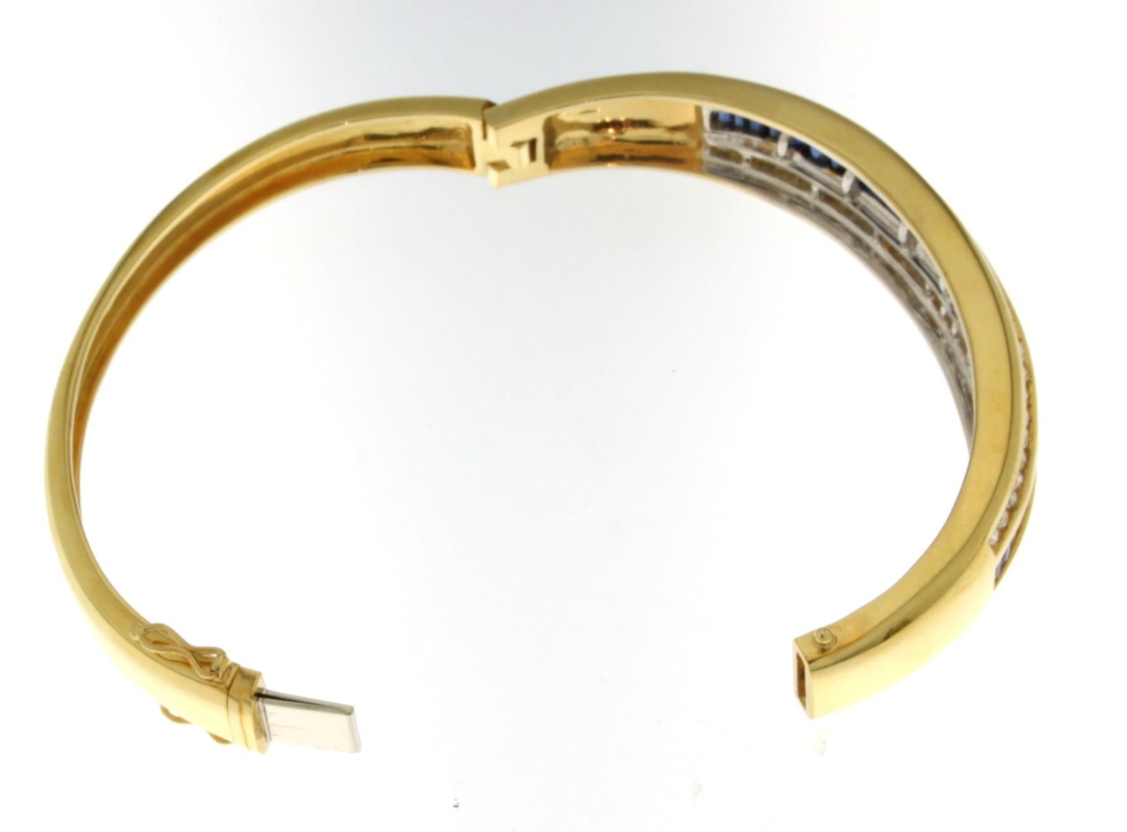 Women's or Men's 18kt Yellow Gold Bangle Bracelet  3.5ct Sapphire Diamonds, CGL Certified For Sale