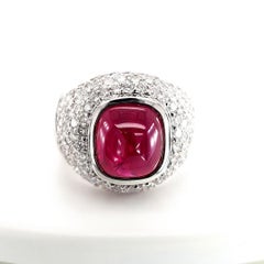 18kt White Gold Ring 4.05ct Burma Ruby, 5.76ct Diamonds,  CGL Certified