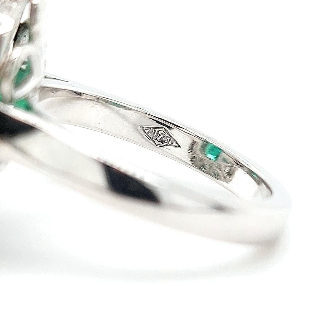 Women's CGL Certified, 4.43 Ct Colombian Emerald Minor Oil, Diamond Ring 18 kt Whit Gol For Sale