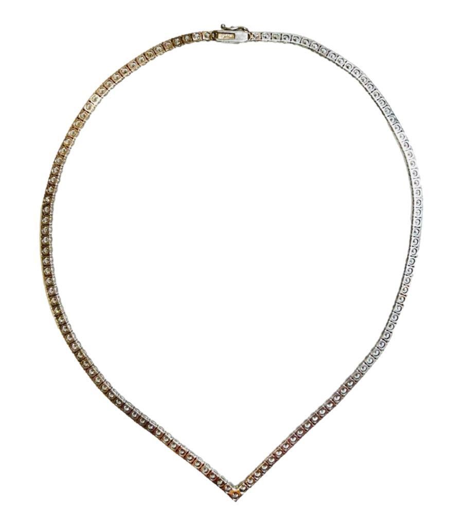 Carat London Vee Line White Gold Plated Necklace With Brilliant Stones For Sale 1
