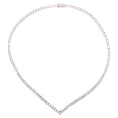 Carat London Vee Line White Gold Plated Necklace With Brilliant Stones