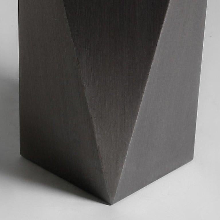 Modern Carat M, Pedestal in Hand Patinated Silver Leaf For Sale