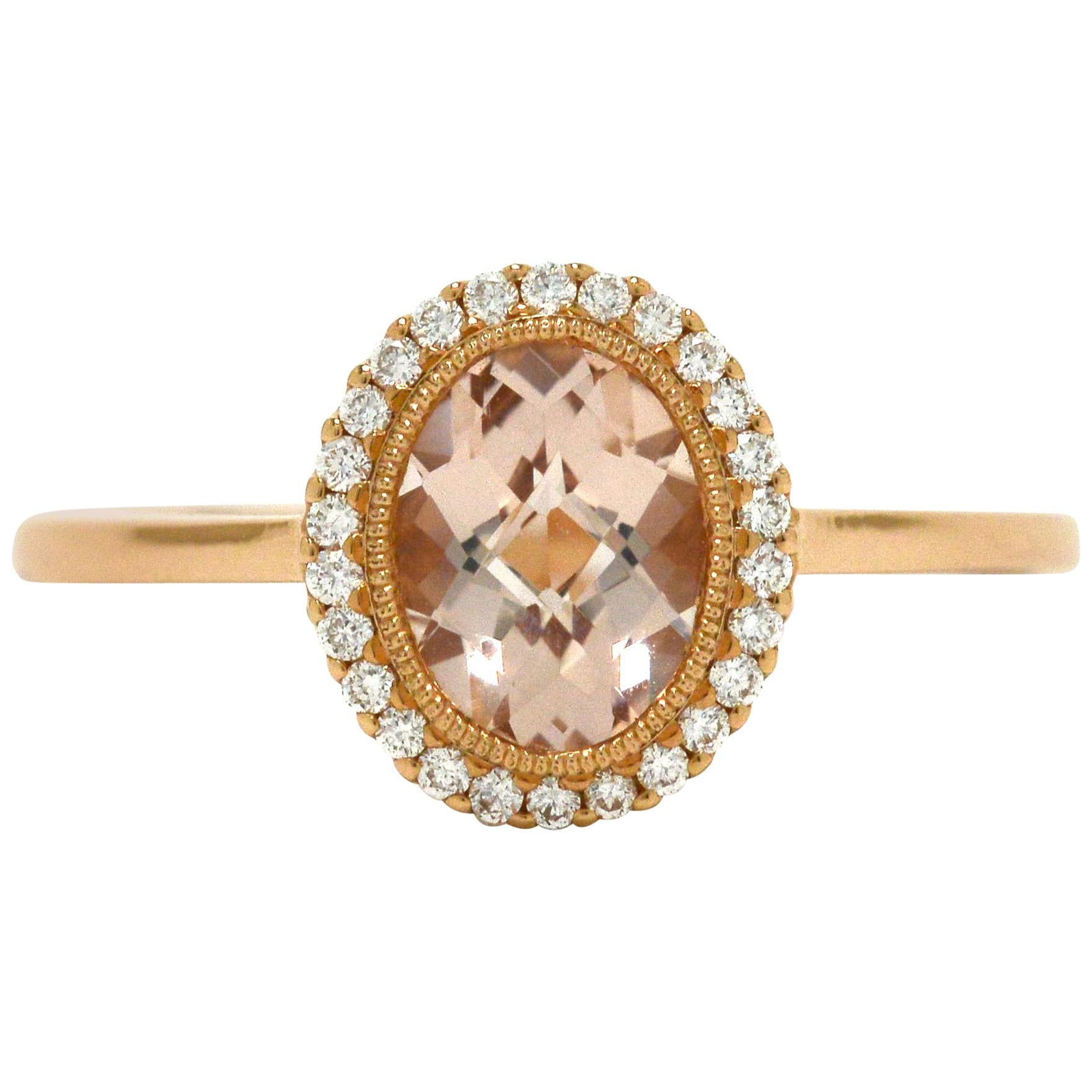 ON HOLD Carat Oval Morganite Rose Gold Diamond Gem Engagement Ring