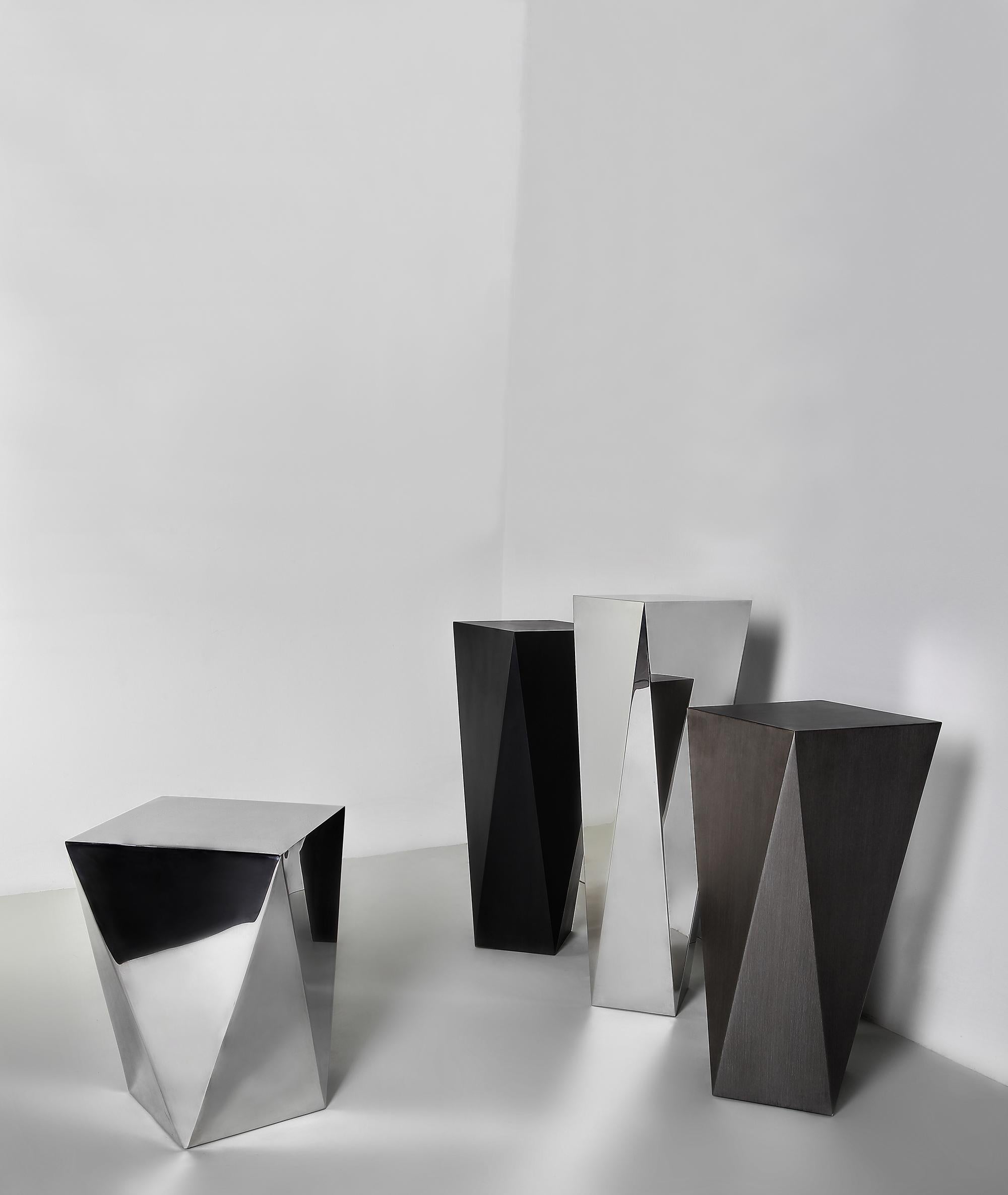 Modern Carat S, Pedestal in Hand Polished Stainless Steel