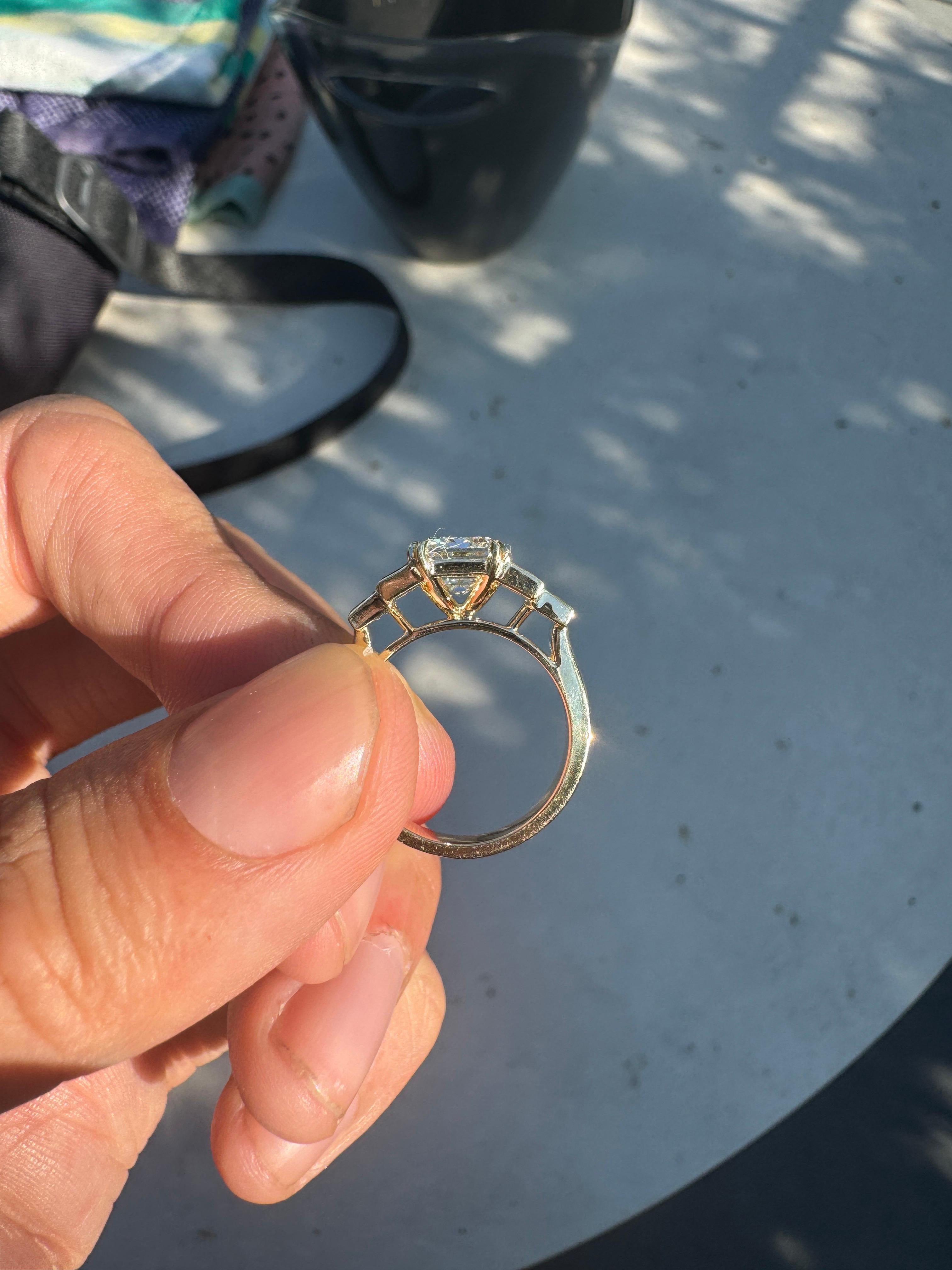 Emerald Cut Carat TW Lab Emerald Diamond & 14k Yellow Gold Ring – Made to Order For Sale