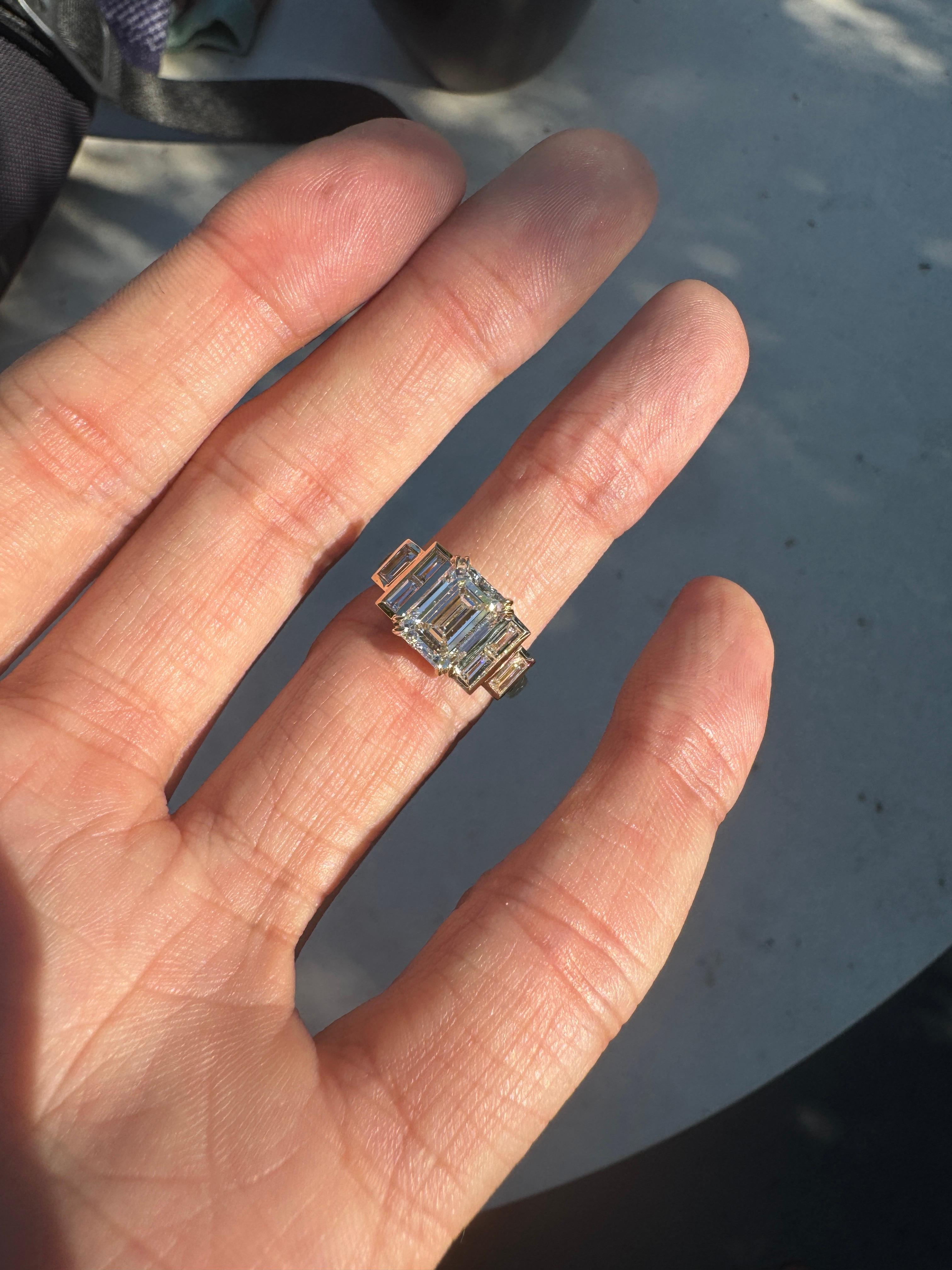Carat TW Lab Emerald Diamond & 14k Yellow Gold Ring – Made to Order In New Condition For Sale In West Hollywood, CA