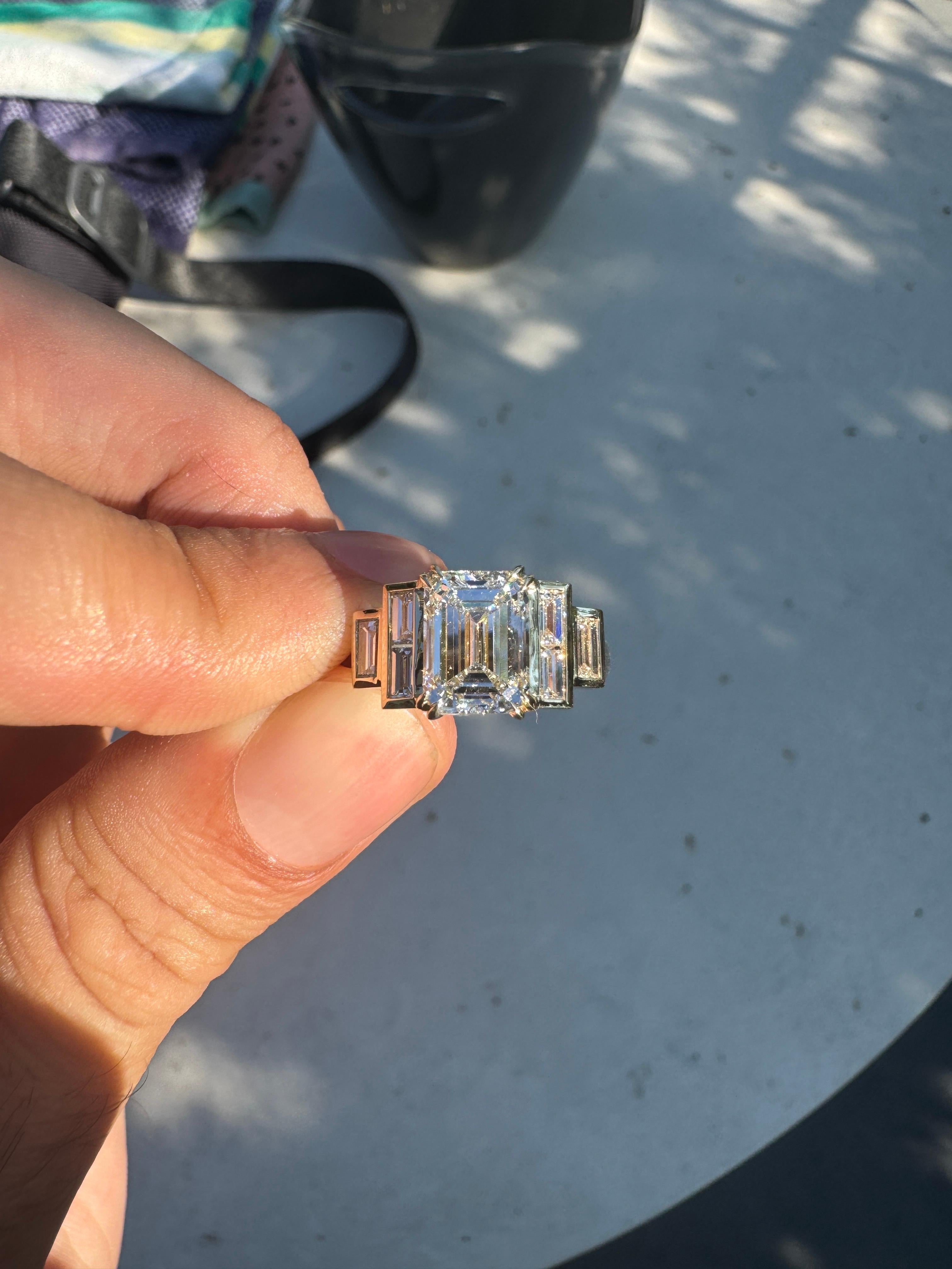 Carat TW Lab Emerald Diamond & 14k Yellow Gold Ring – Made to Order For Sale 1