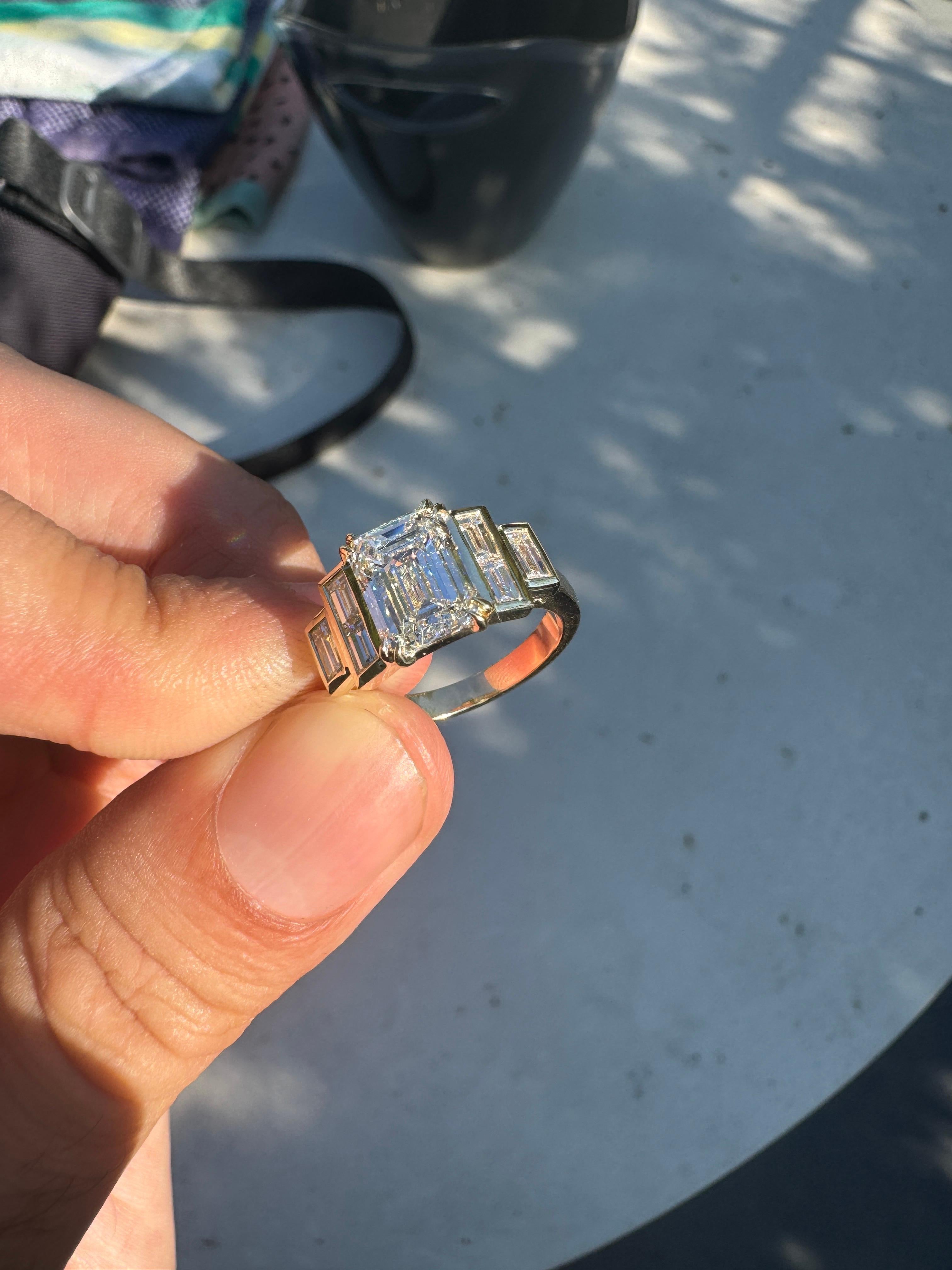 Carat TW Lab Emerald Diamond & 14k Yellow Gold Ring – Made to Order For Sale 2