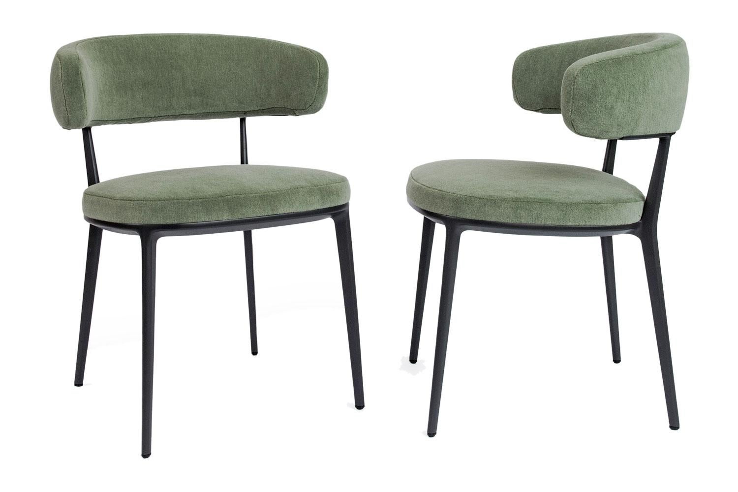 Modern Caratos Dining Chair in Sage-colored Velvet by Maxalto - Available Now