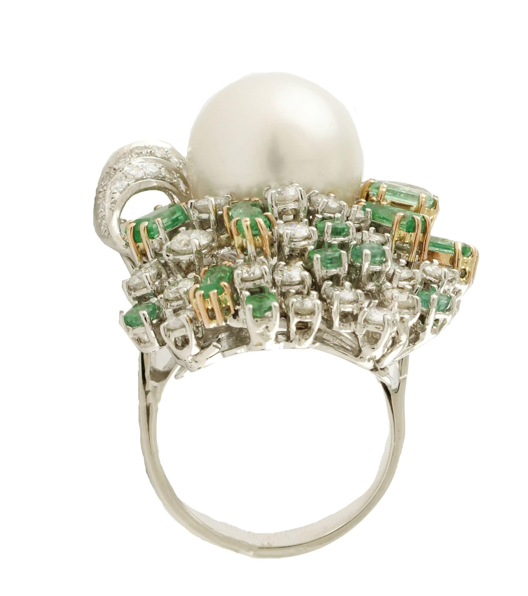 pearl and emerald engagement ring