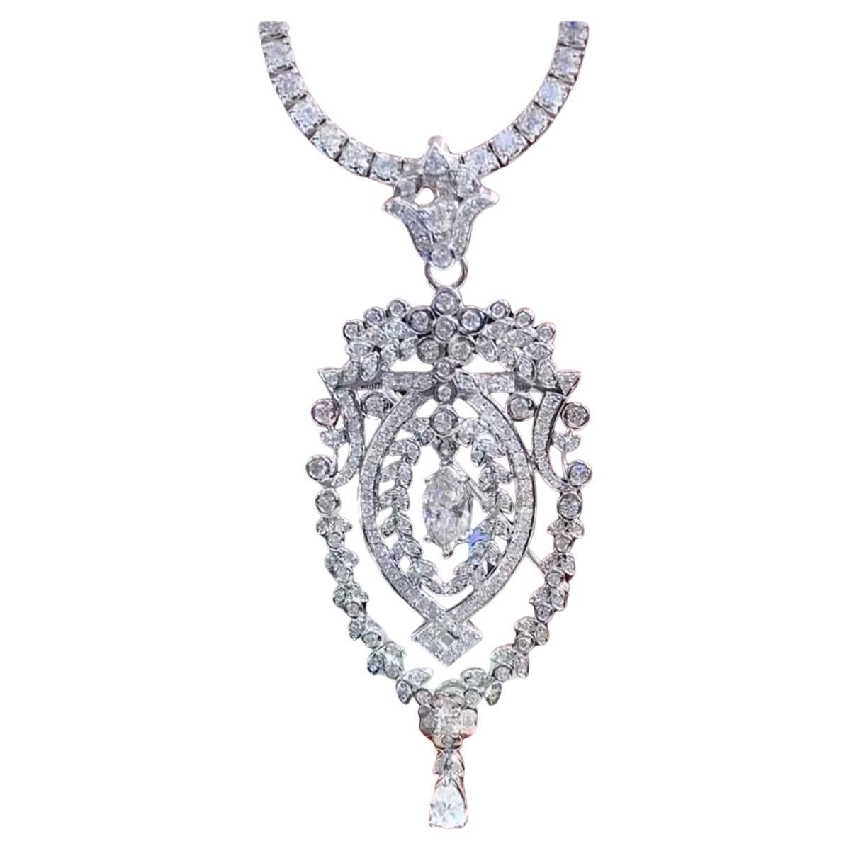 Carats 4.25 Natural Diamonds  18k Gold Pendant/Brooch  For Sale