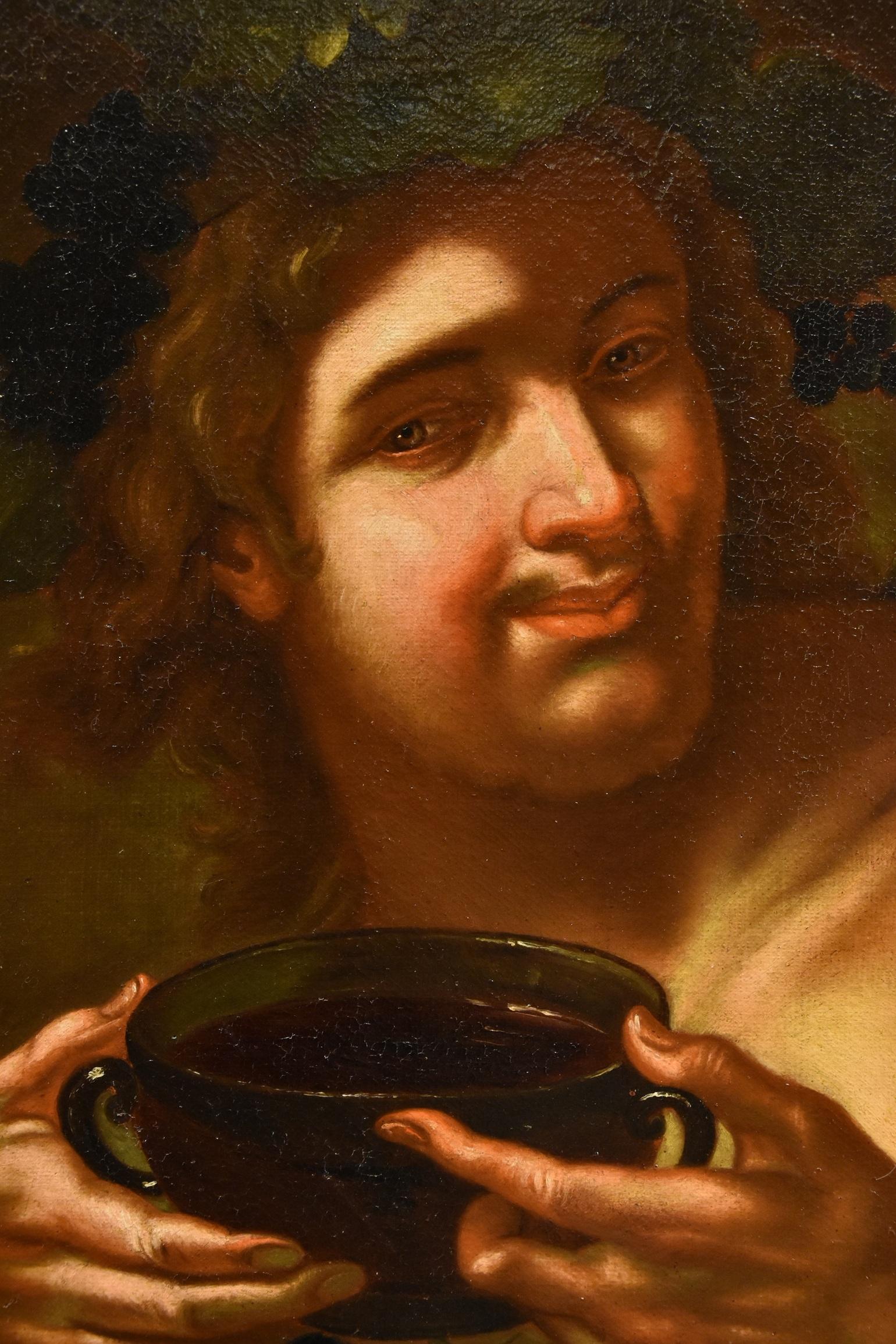 Dionysos Bacco École romaine XVIIe siècle Peinture Huile sur toile Ancien maître en vente 3