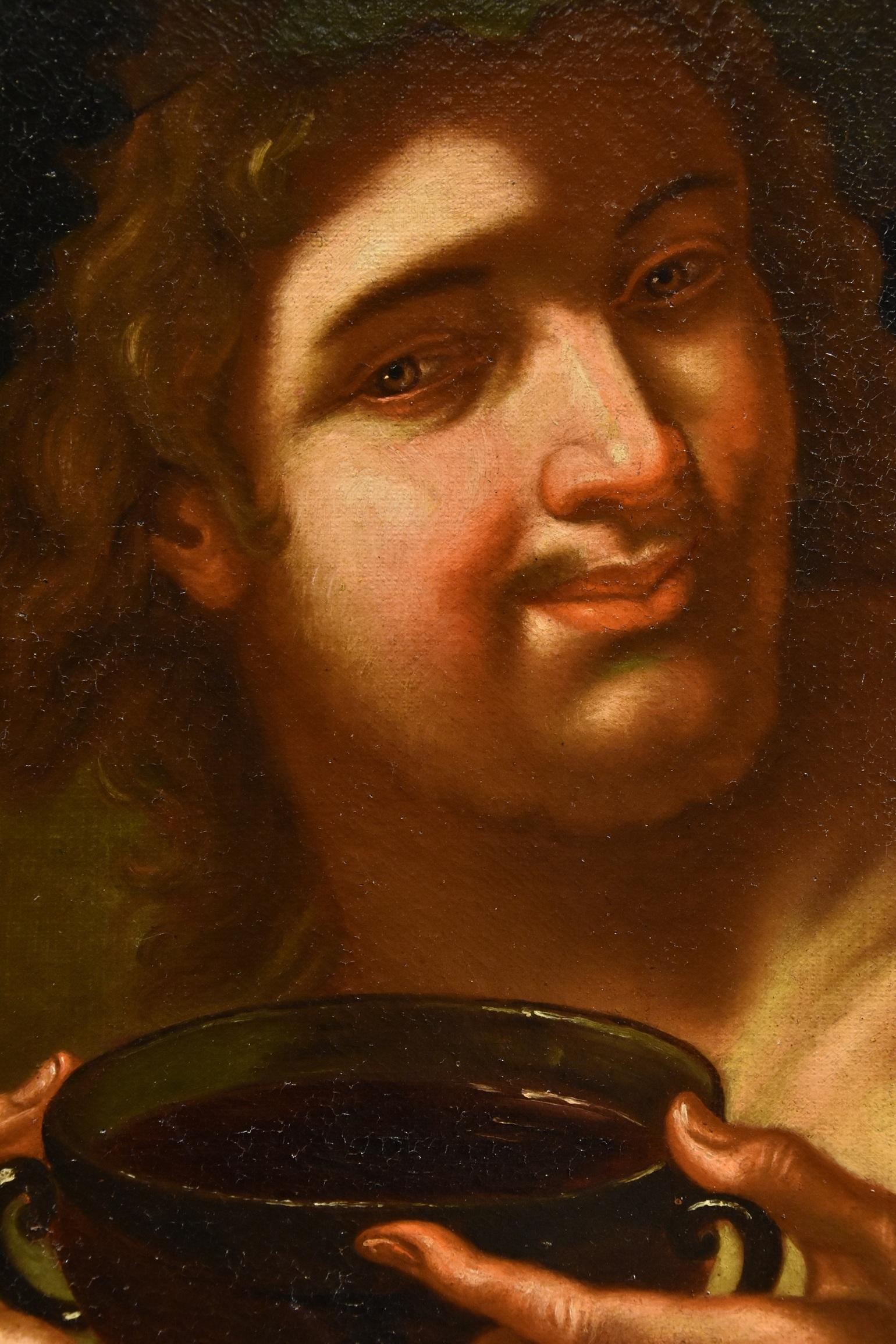 Dionysos Bacco École romaine XVIIe siècle Peinture Huile sur toile Ancien maître en vente 4