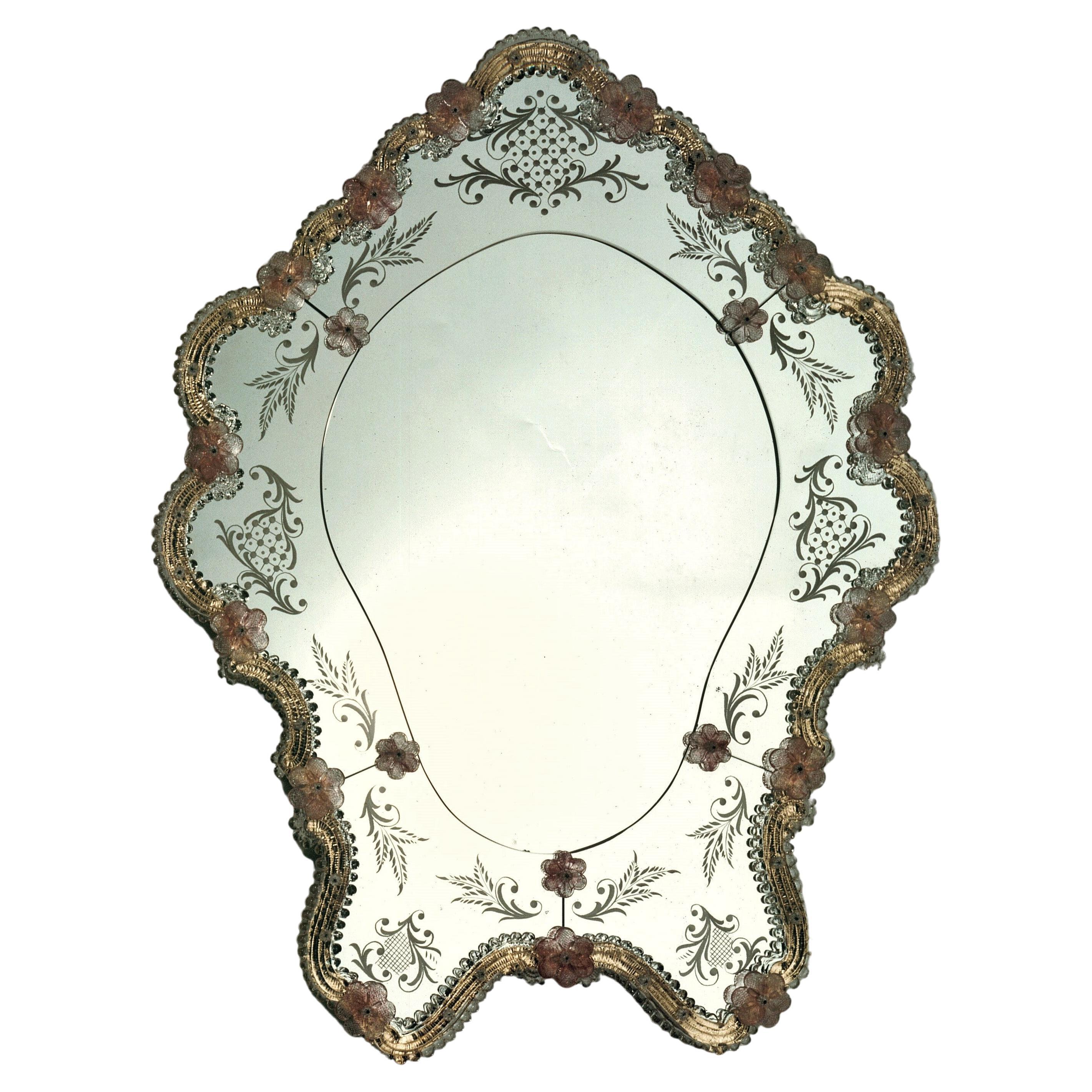 "Caravaggio", Murano Glass Mirror in Venetian Style by Fratelli Tosi For Sale