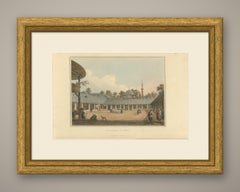 Caravansary at Borgas, Ottoman Travelers' Inn, Antique Aquatint, 1809