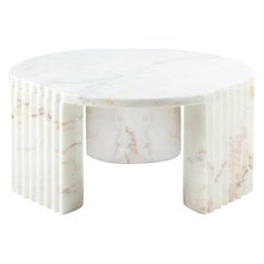 Contemporary Modern European Caravel Side Table with White Marble by Collector 
