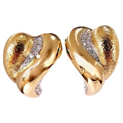 Caravelli .50ct Natural Dome Heart Diamond Earrings 18kt*
