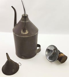 Carbide Coal Miners Lamp with Coal Oil Can and tin funnel by Justrite Areamlined